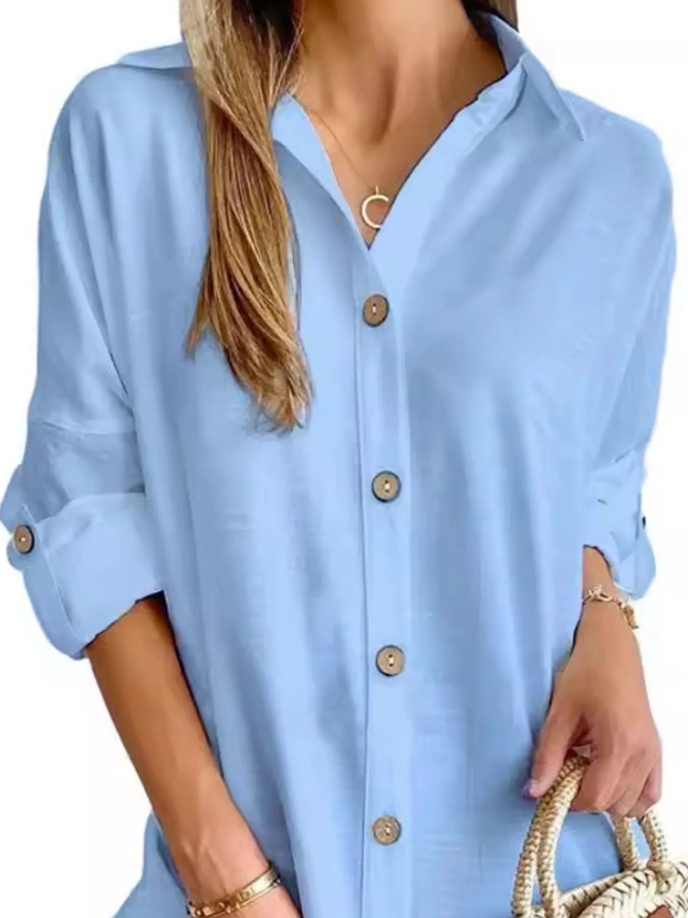 Button Down Long Sleeve Shirt Dress - Image 8