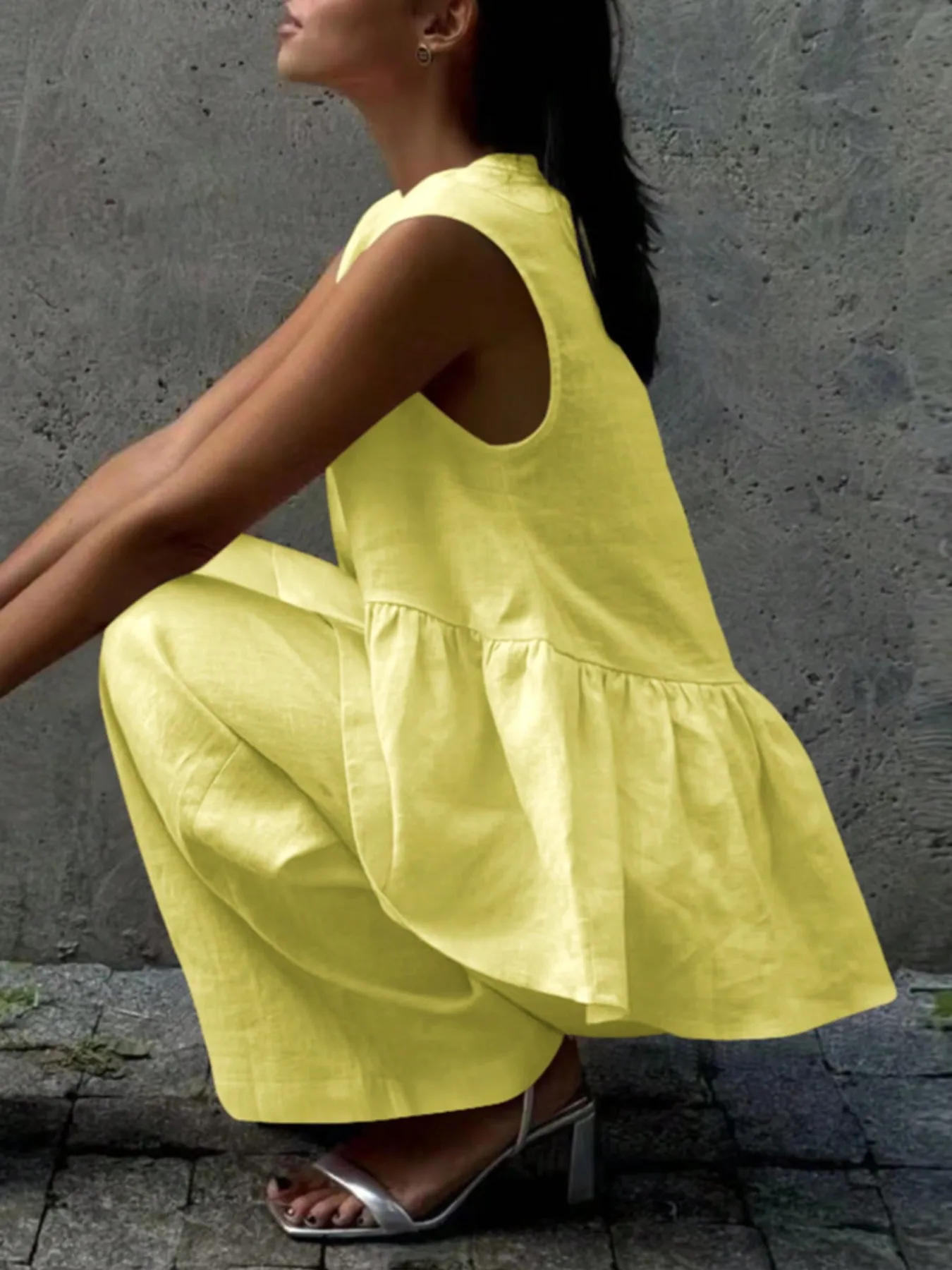 Button Down Peplum Vest and Pants Set - Image 10