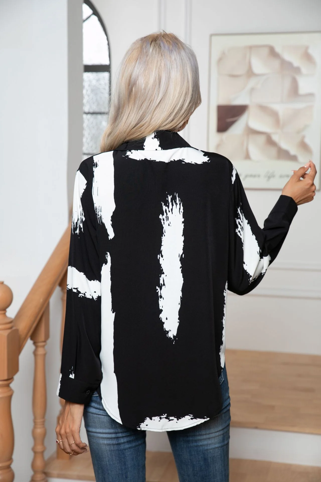 Button Down Printed Long Sleeve Shirt - Image 6