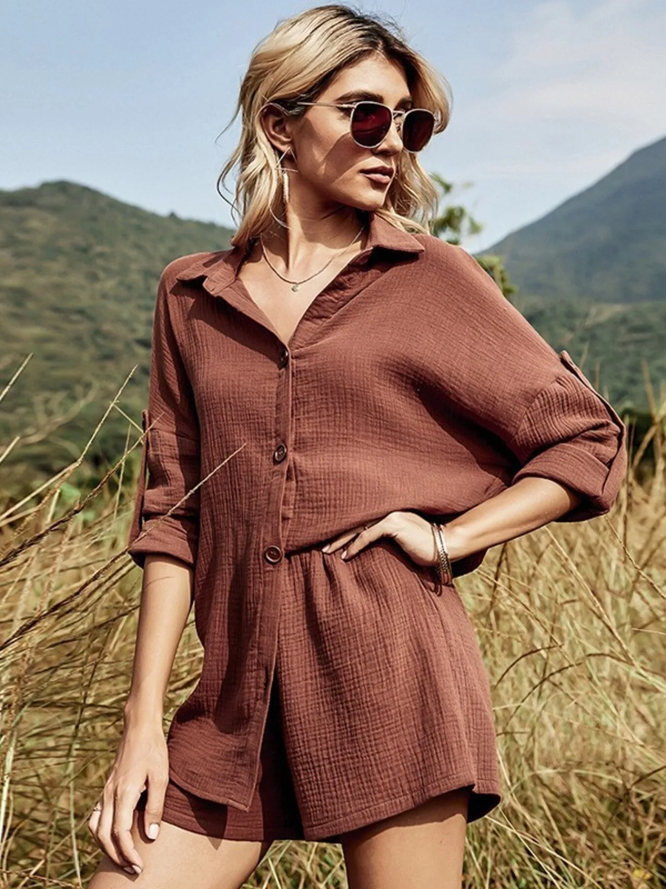 Button Down Shirt and Shorts Set - Image 6