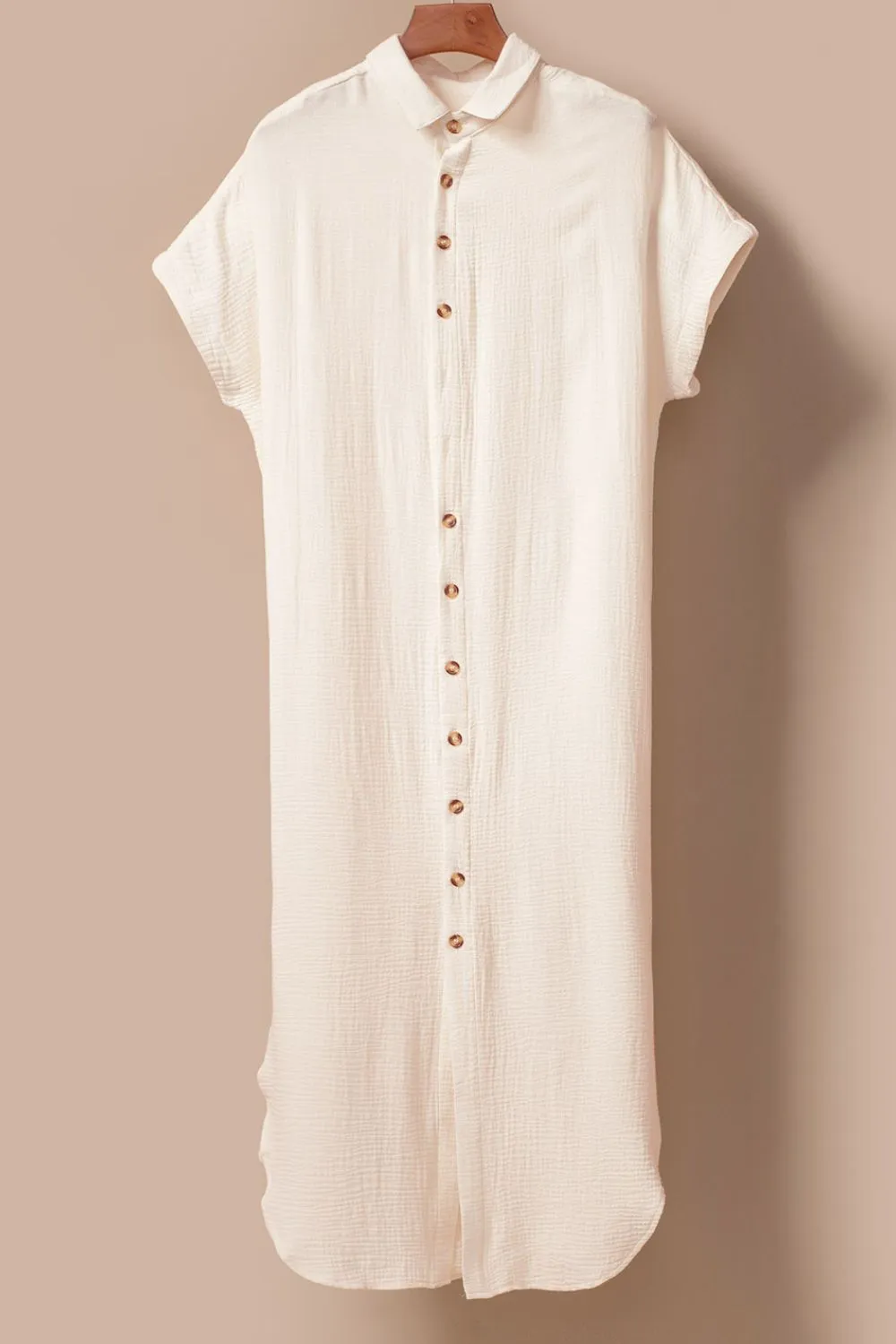 Button Down Short Sleeve Midi Shirt Dress - Image 18