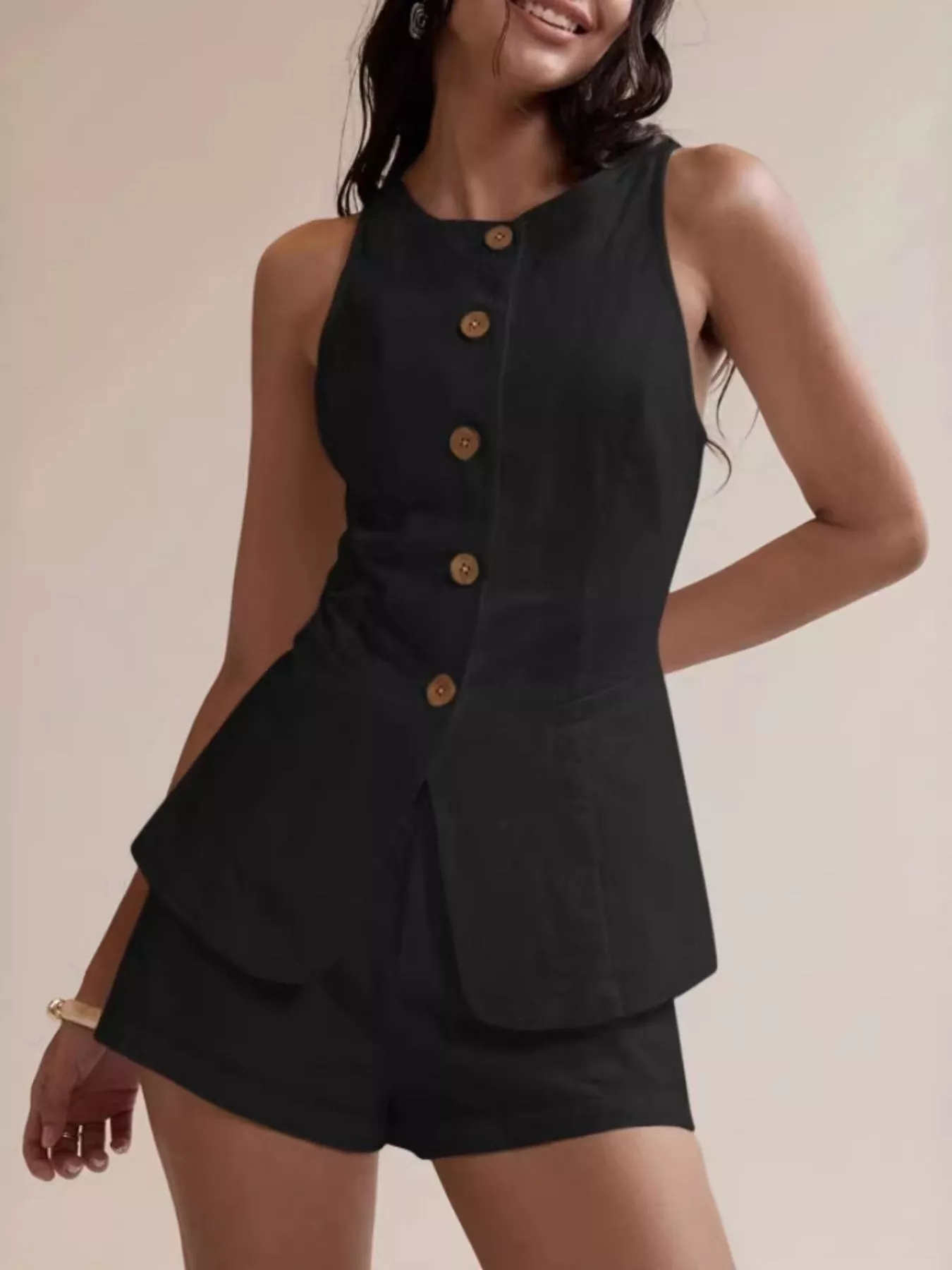 Button-Down Sleeveless Top and Shorts Set - Image 16