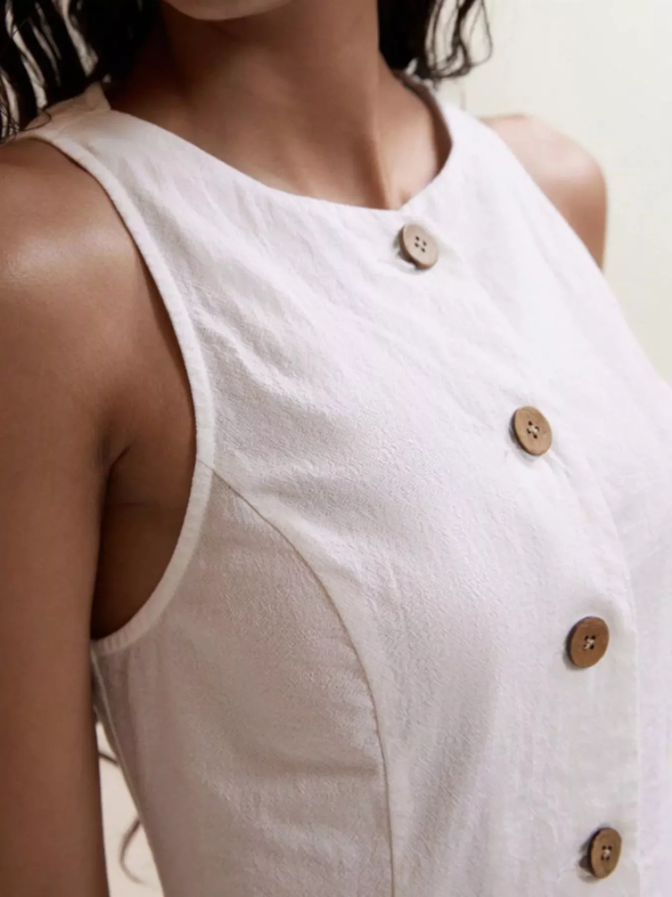 Button-Down Sleeveless Top and Shorts Set - Image 3