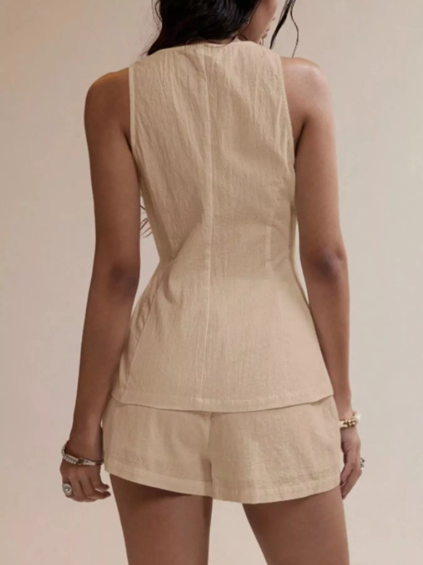Button-Down Sleeveless Top and Shorts Set - Image 9