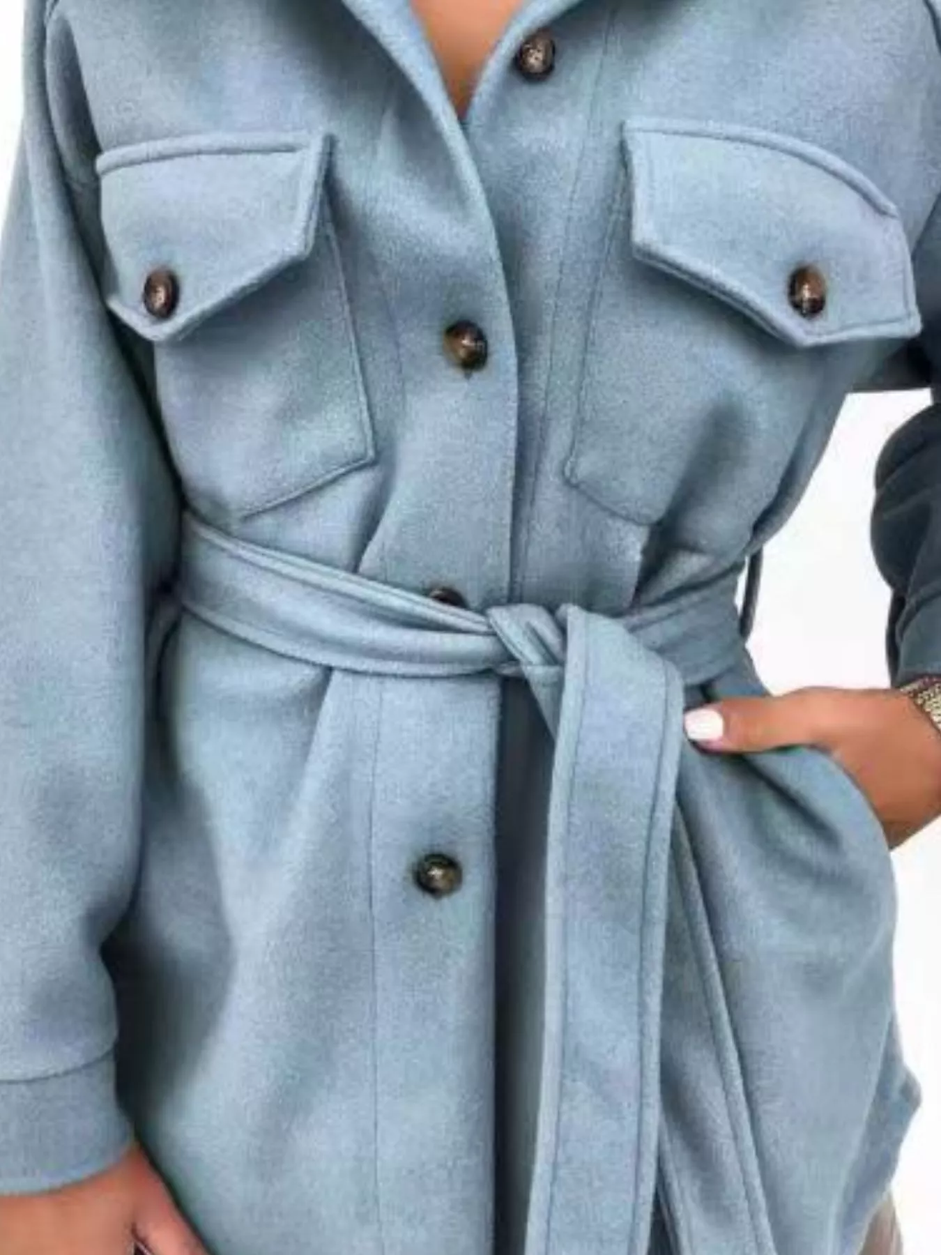 Button-Down Tie Waist Coat - Image 19