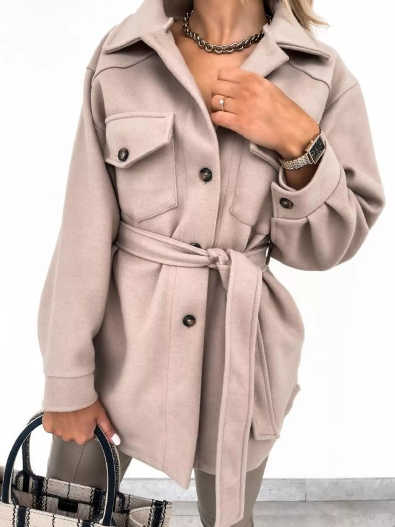 Button-Down Tie Waist Coat - Image 7