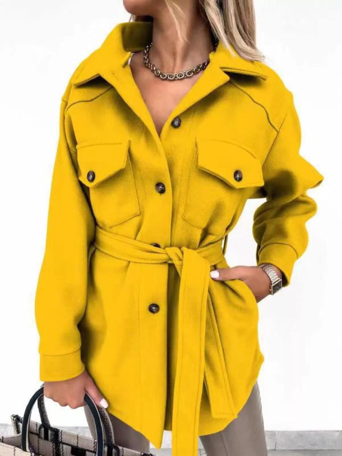 Button-Down Tie Waist Coat - Image 9