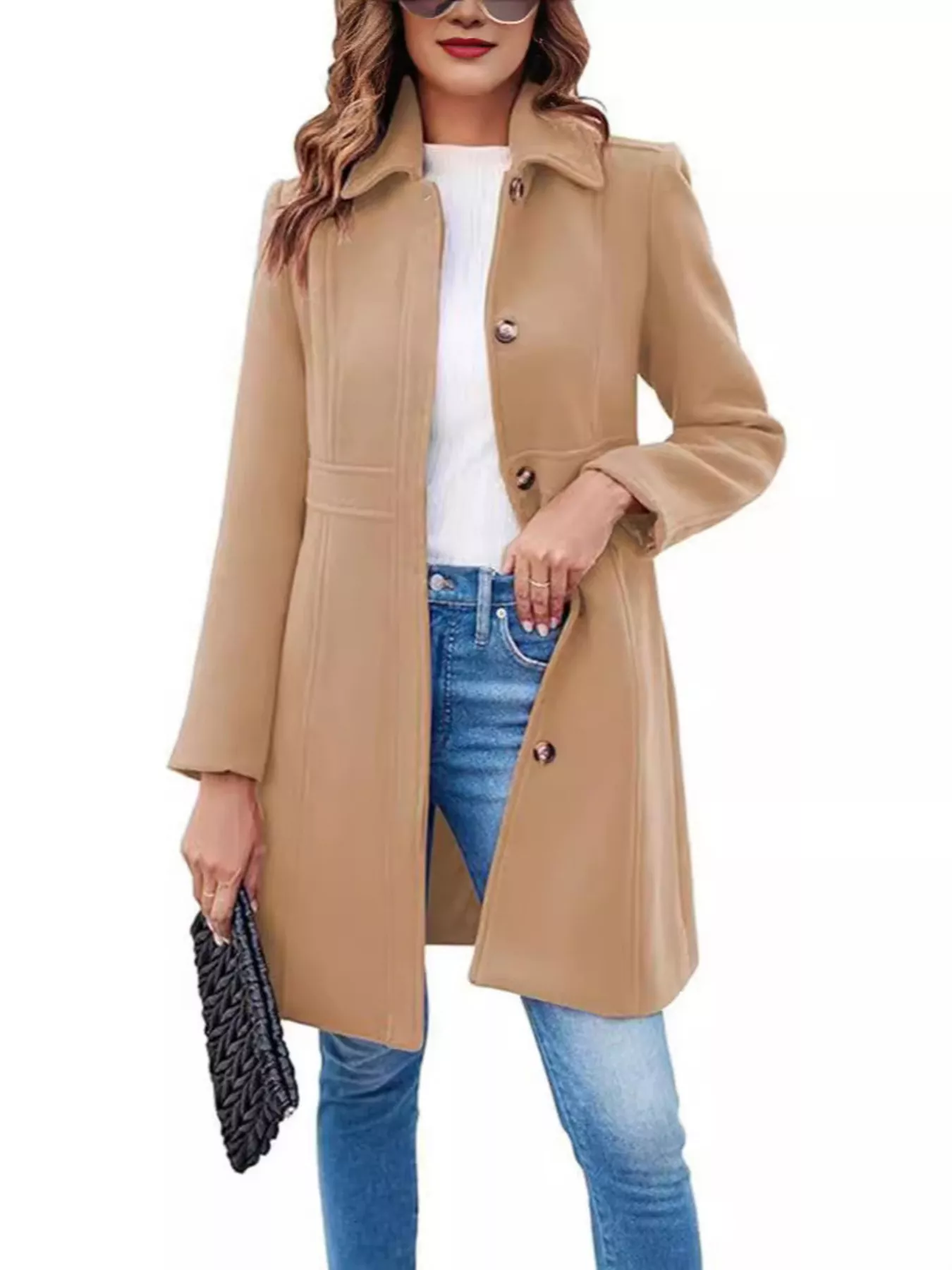 Button-Down Wool Blend Coat - Image 3