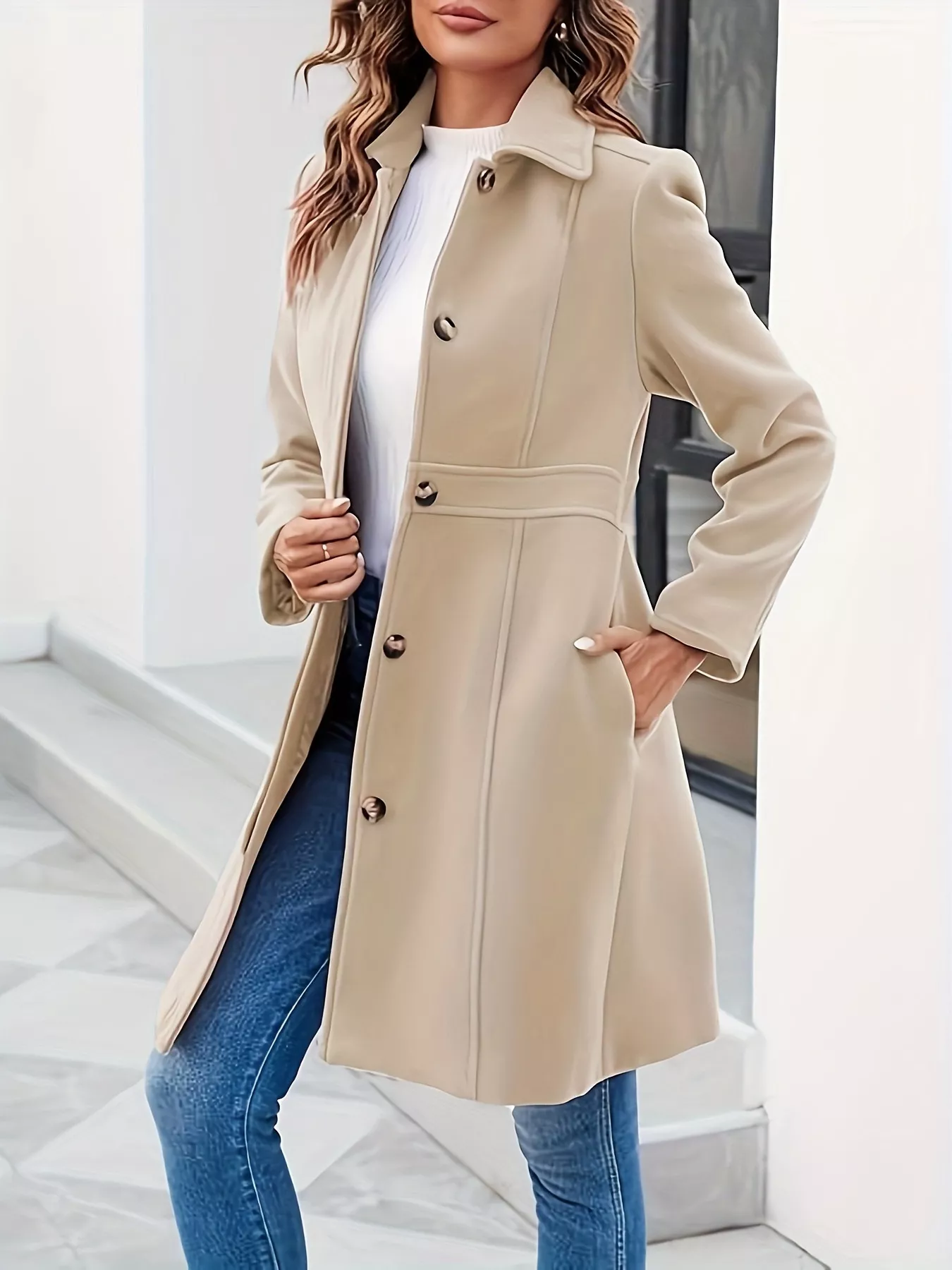 Button-Down Wool Blend Coat - Image 4