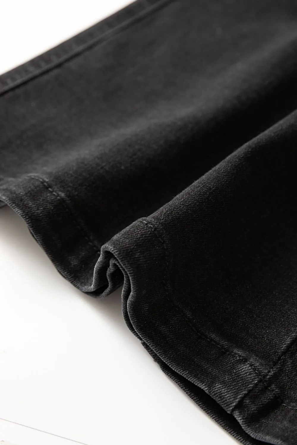 Button Fly Side Split Denim Midi Skirt - Image 12