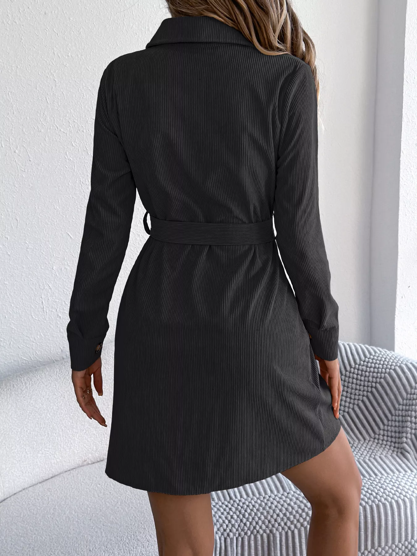 Button-Front Corduroy Shirt Dress - Image 15