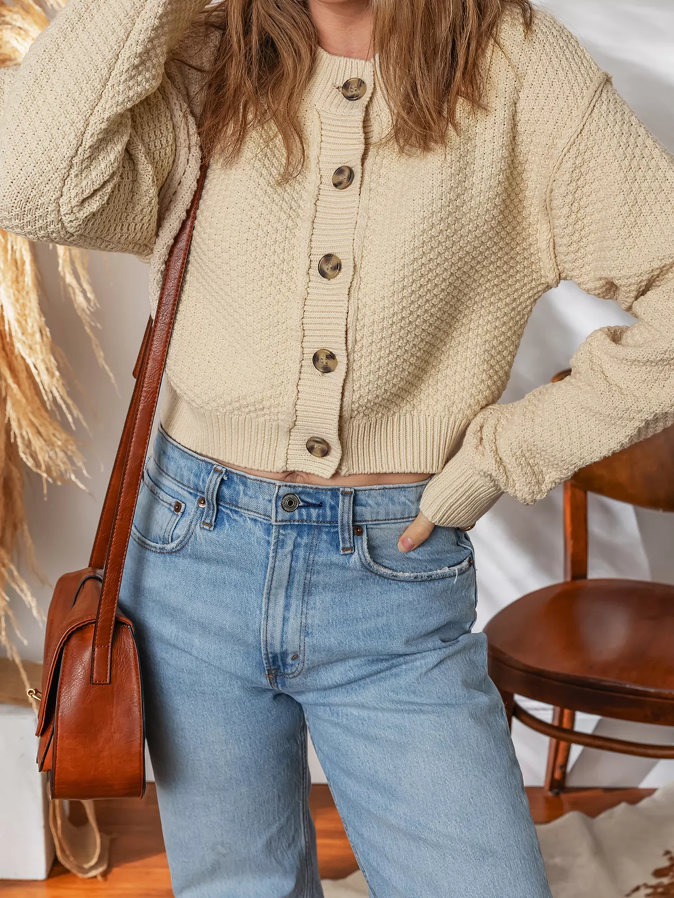 Button Front Cropped Cardigan - Image 6
