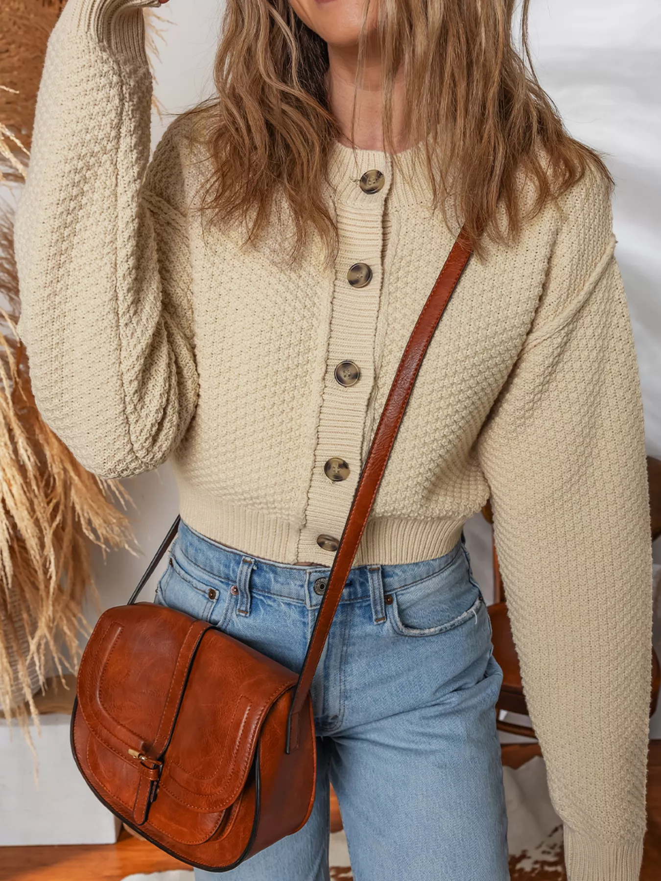 Button Front Cropped Cardigan - Image 7