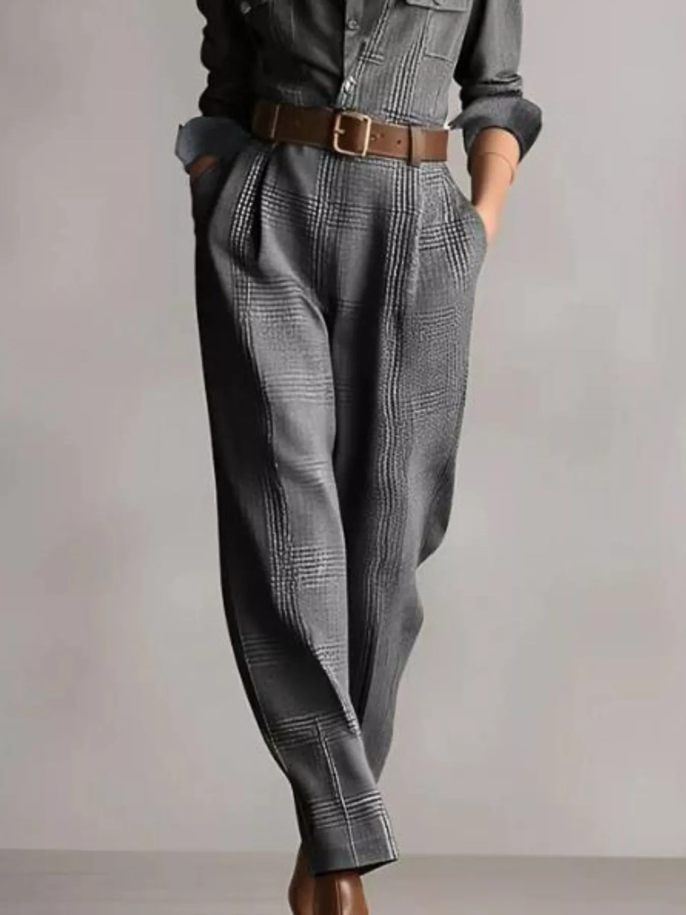 Button Front Long Sleeve Jumpsuit - Image 5