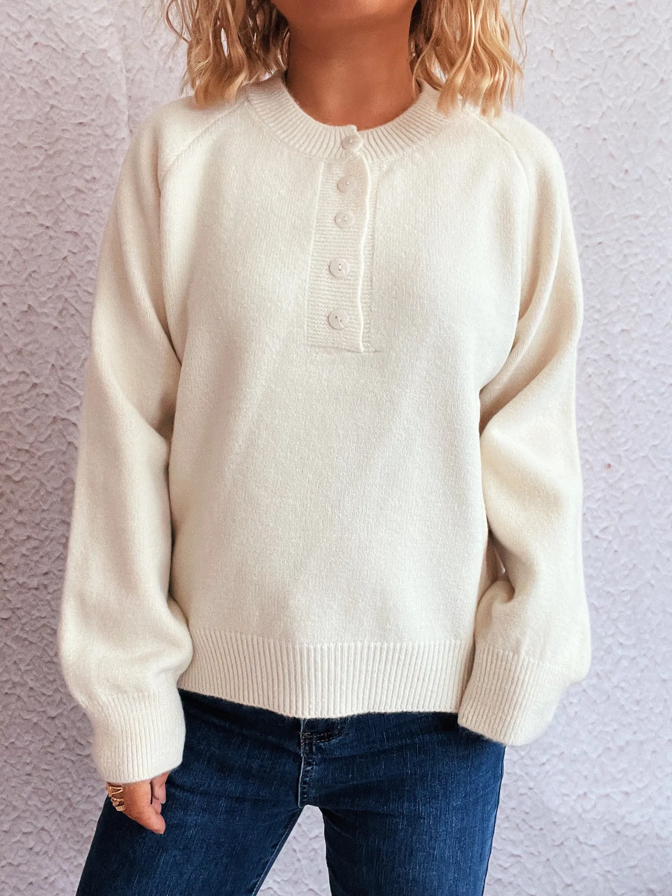 Button-Front Long Sleeve Sweater - Image 14