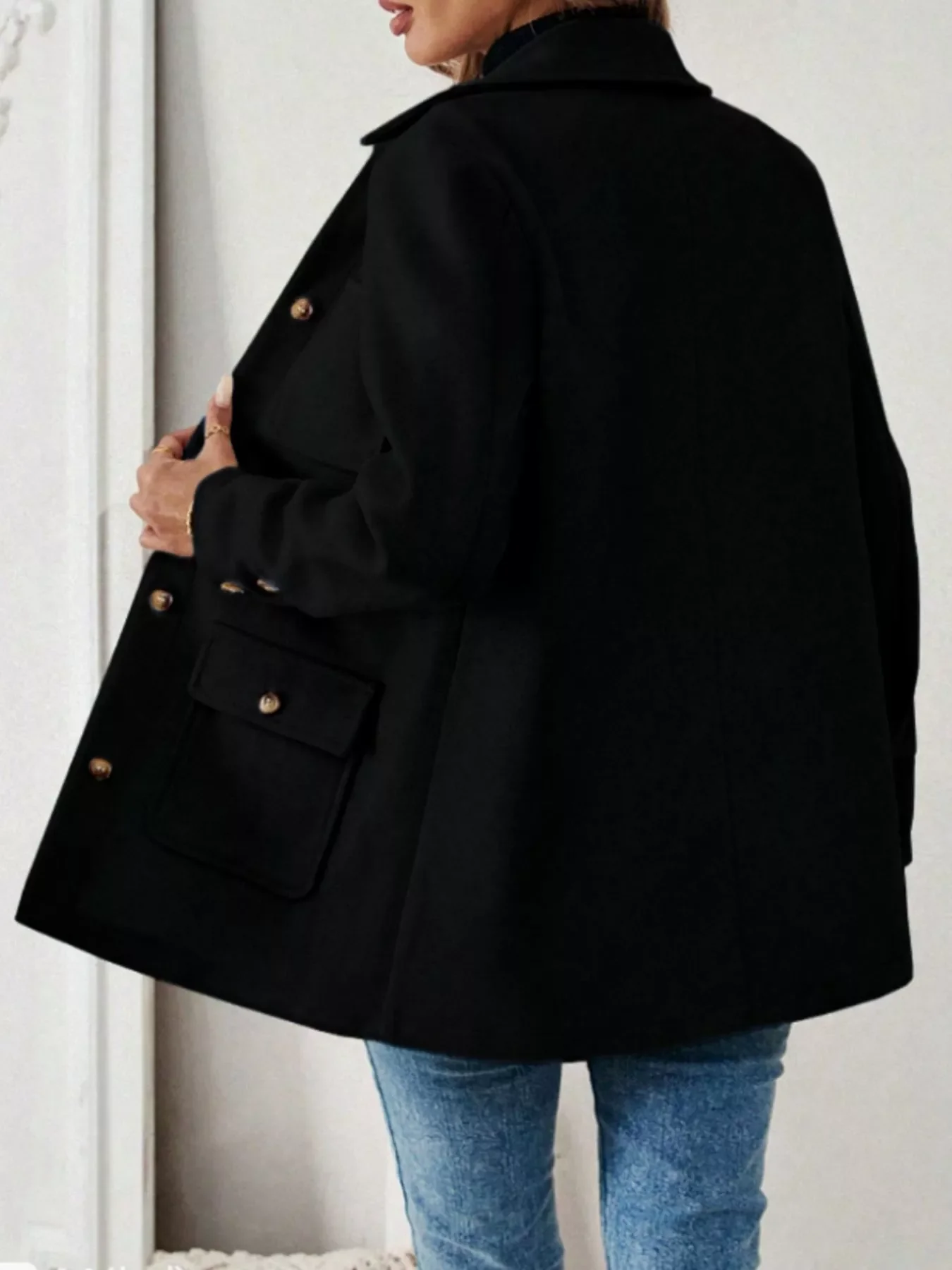 Button-Front Pocketed Long Sleeve Outerwear - Image 9
