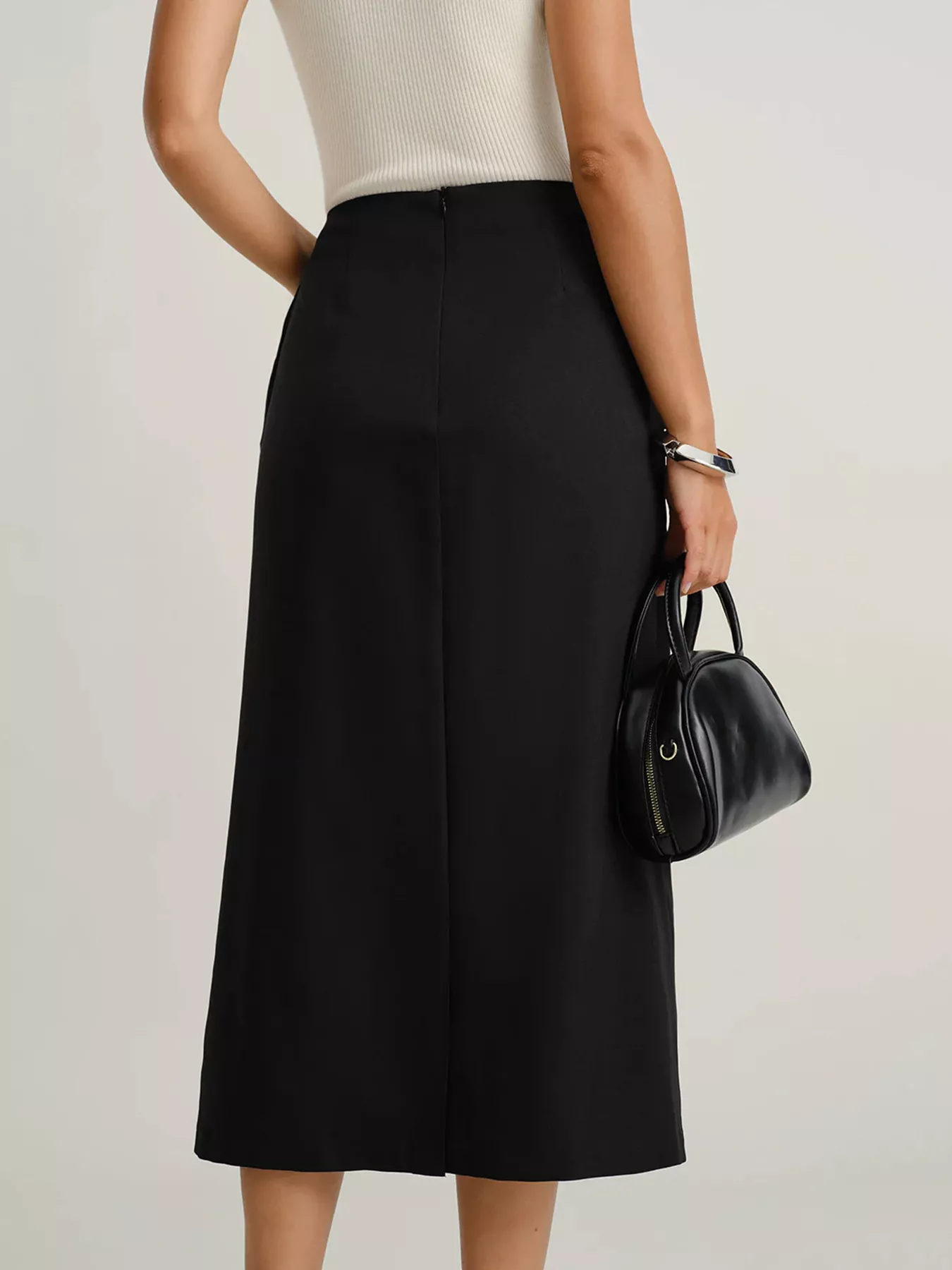 Button-Front Pocketed Midi Skirt - Image 3