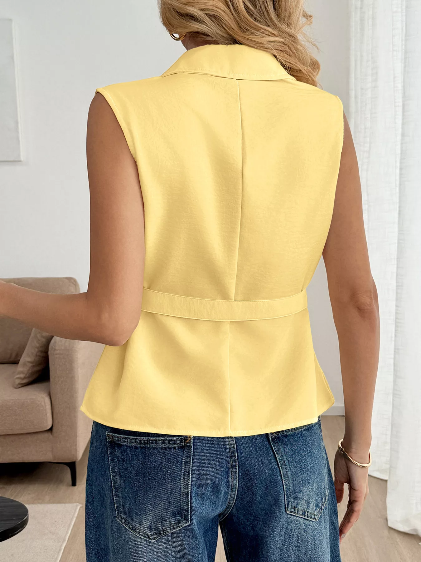 Button Front Sleeveless Blouse - Image 4