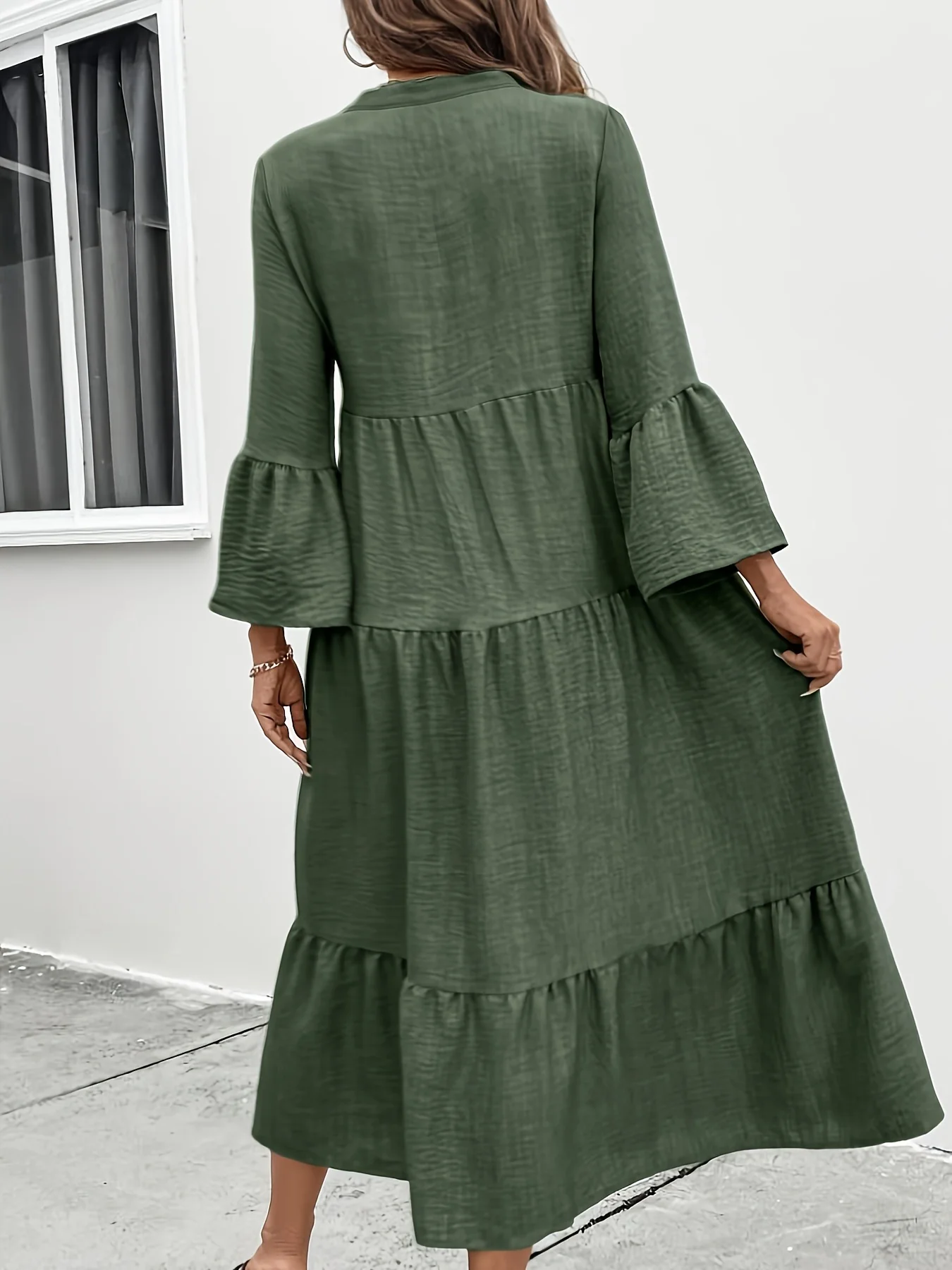 Button Front Tiered Midi Dress - Image 5