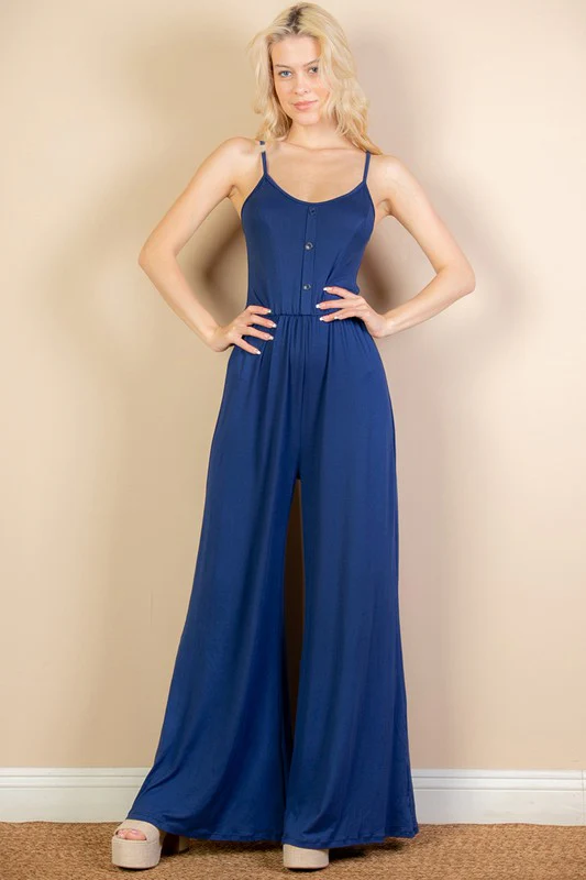 Button Front Wide Leg Jumpsuit - Image 6