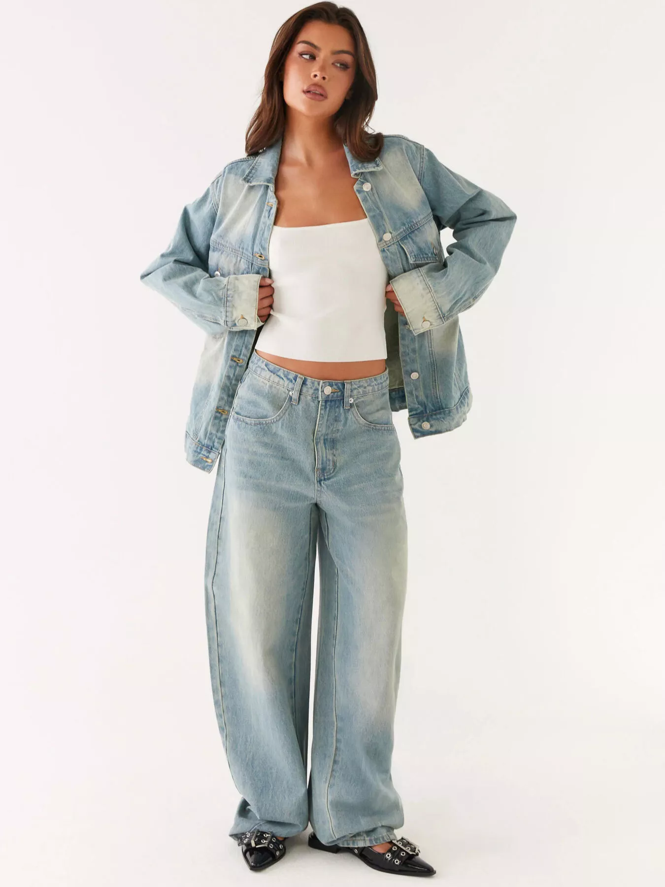 Button Up Denim Jacket and Jeans Set - Image 2