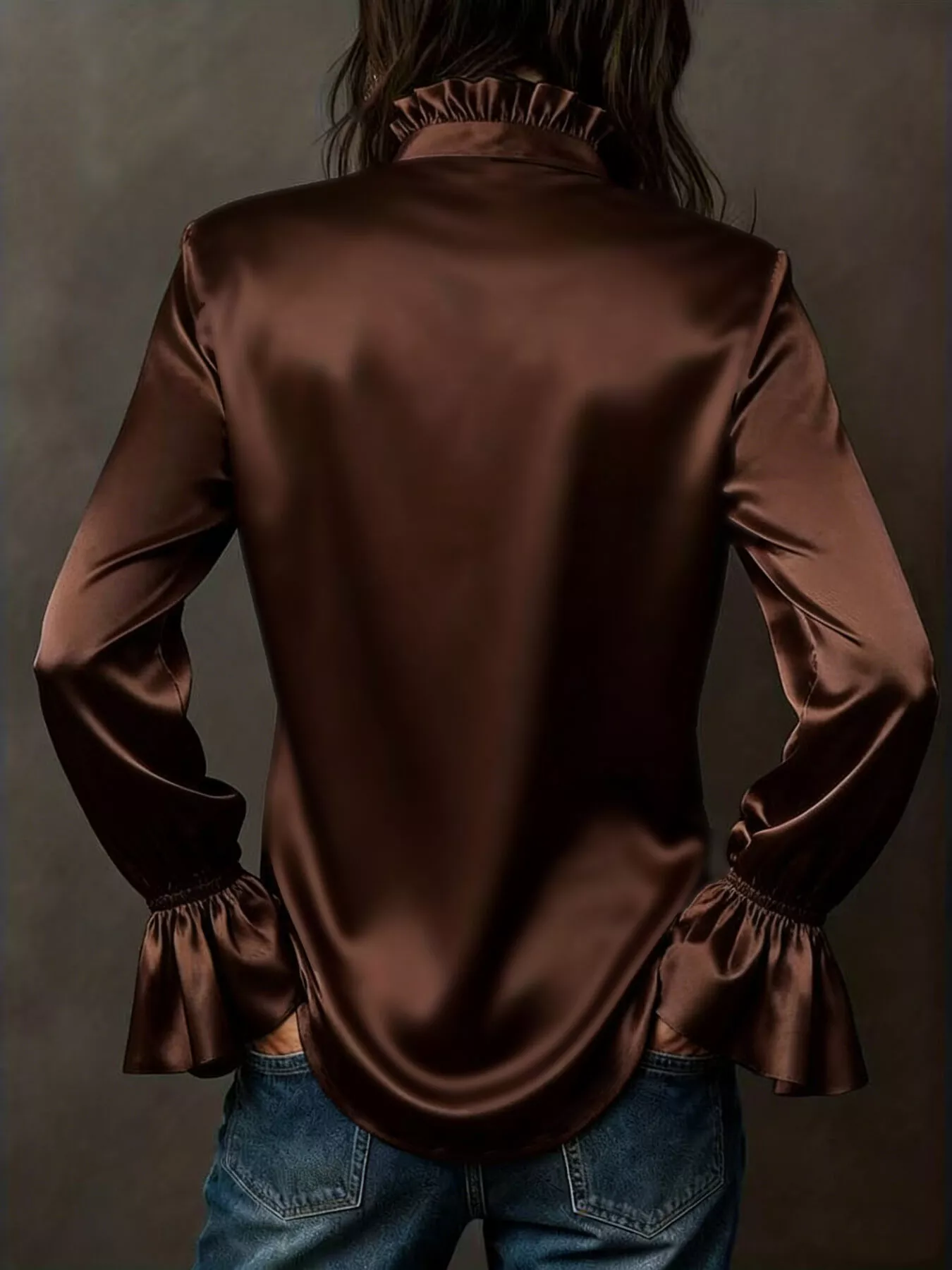 Button Up Flounce Sleeve Shirt - Image 6
