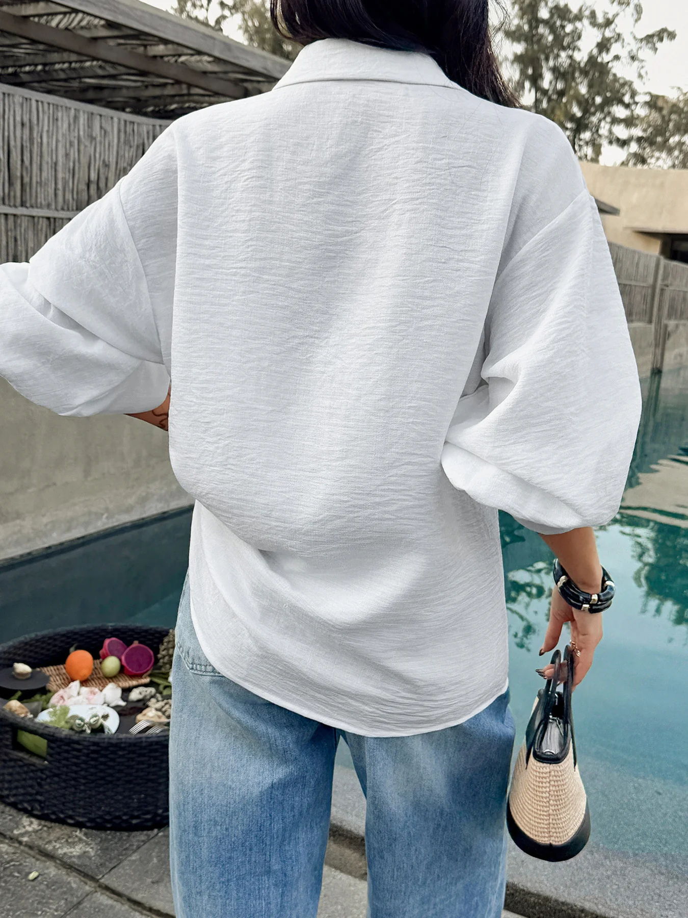 Button Up Lantern Sleeve Shirt - Image 5
