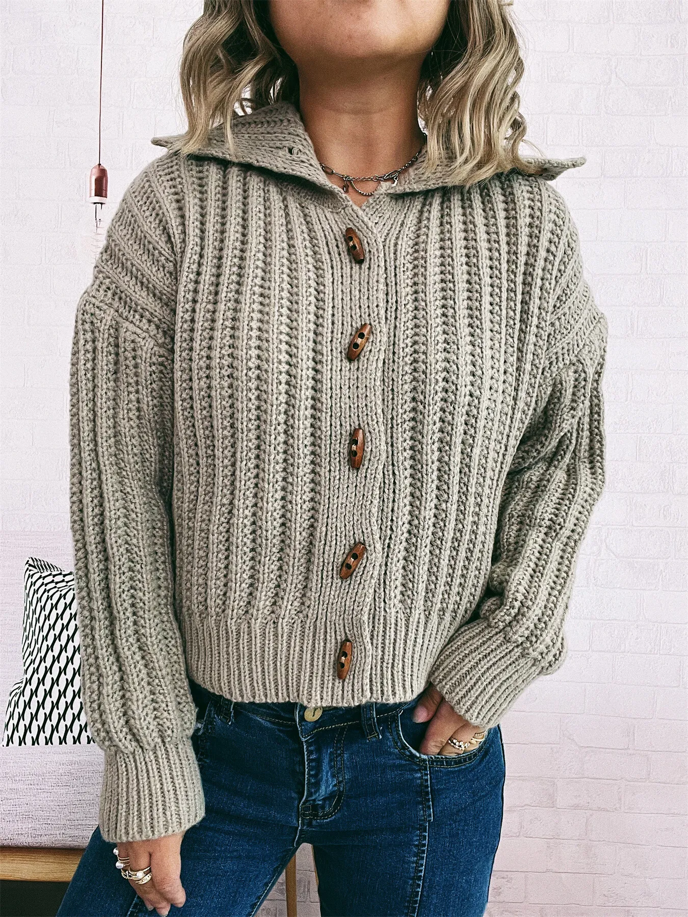 Button Up Long Sleeve Cardigan - Image 4