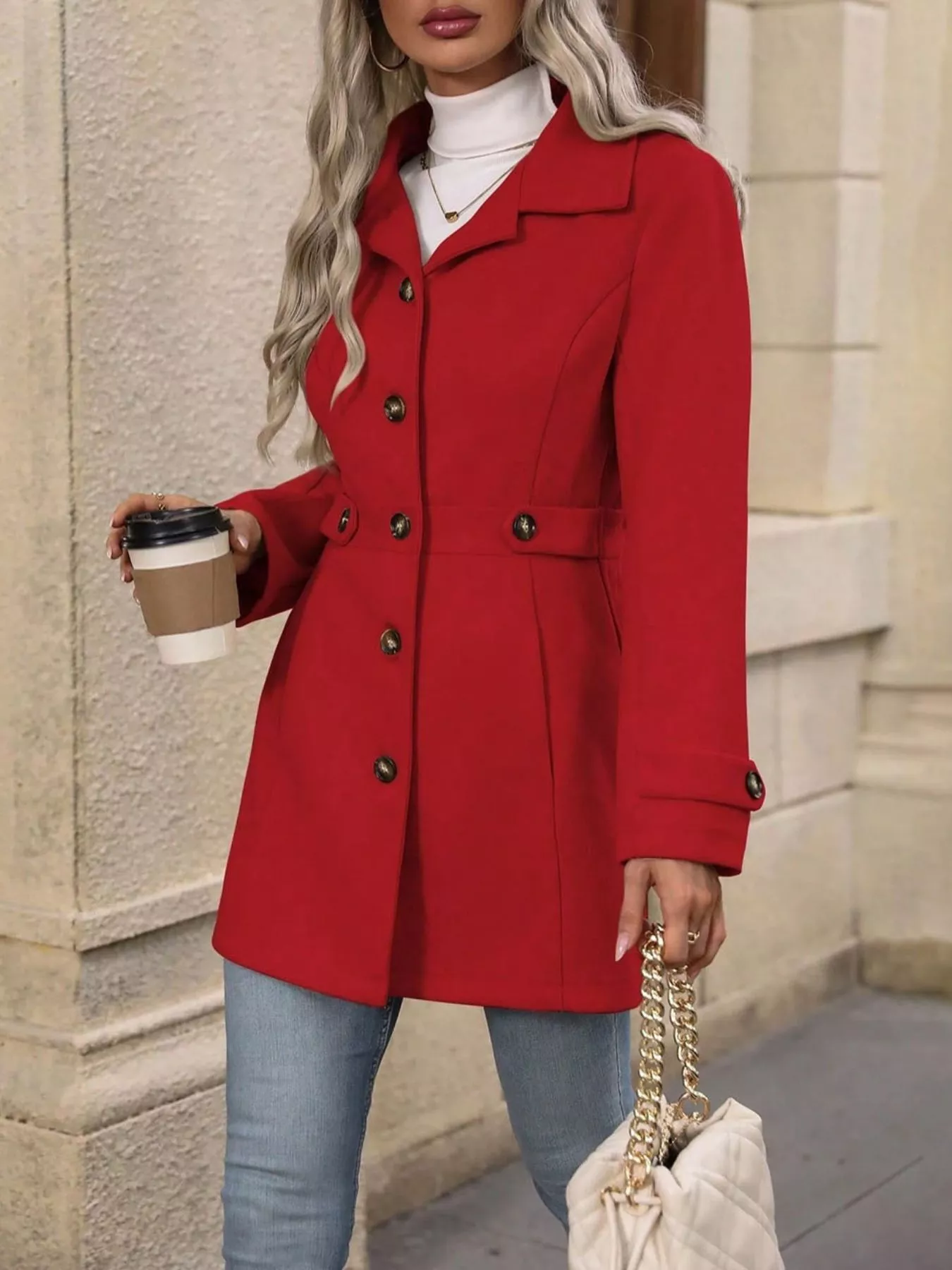 Button Up Long Sleeve Coat - Image 19