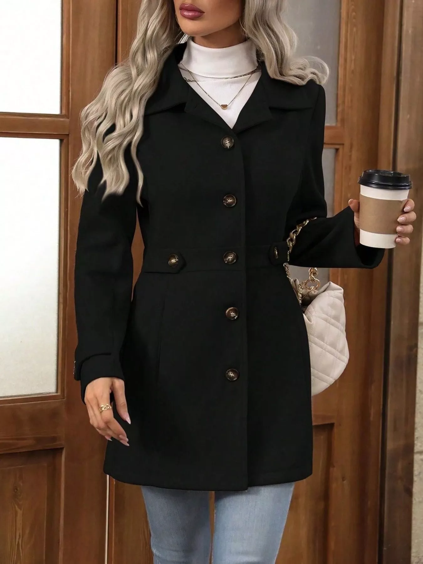 Button Up Long Sleeve Coat - Image 6