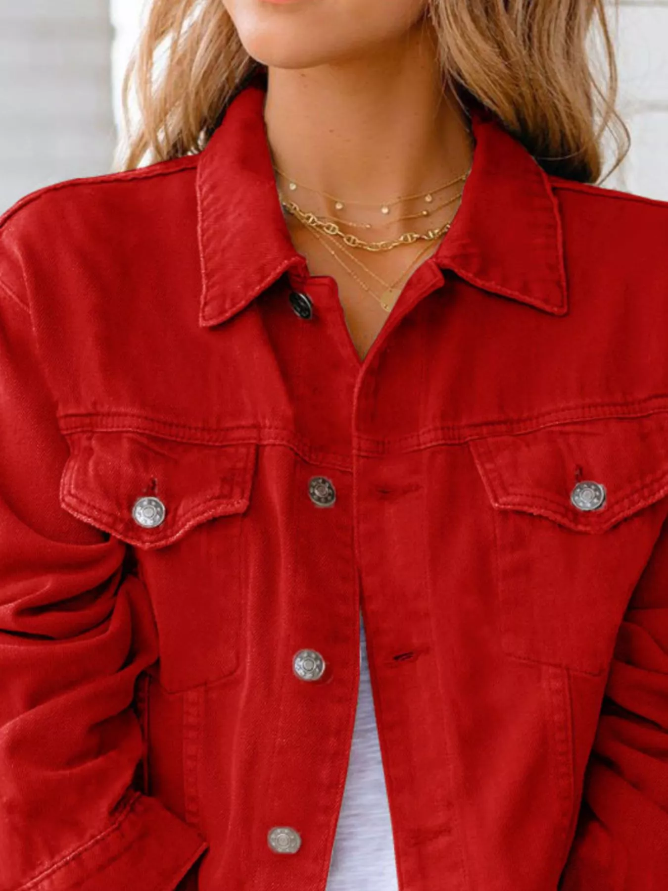 Button Up Long Sleeve Denim Jacket - Image 2
