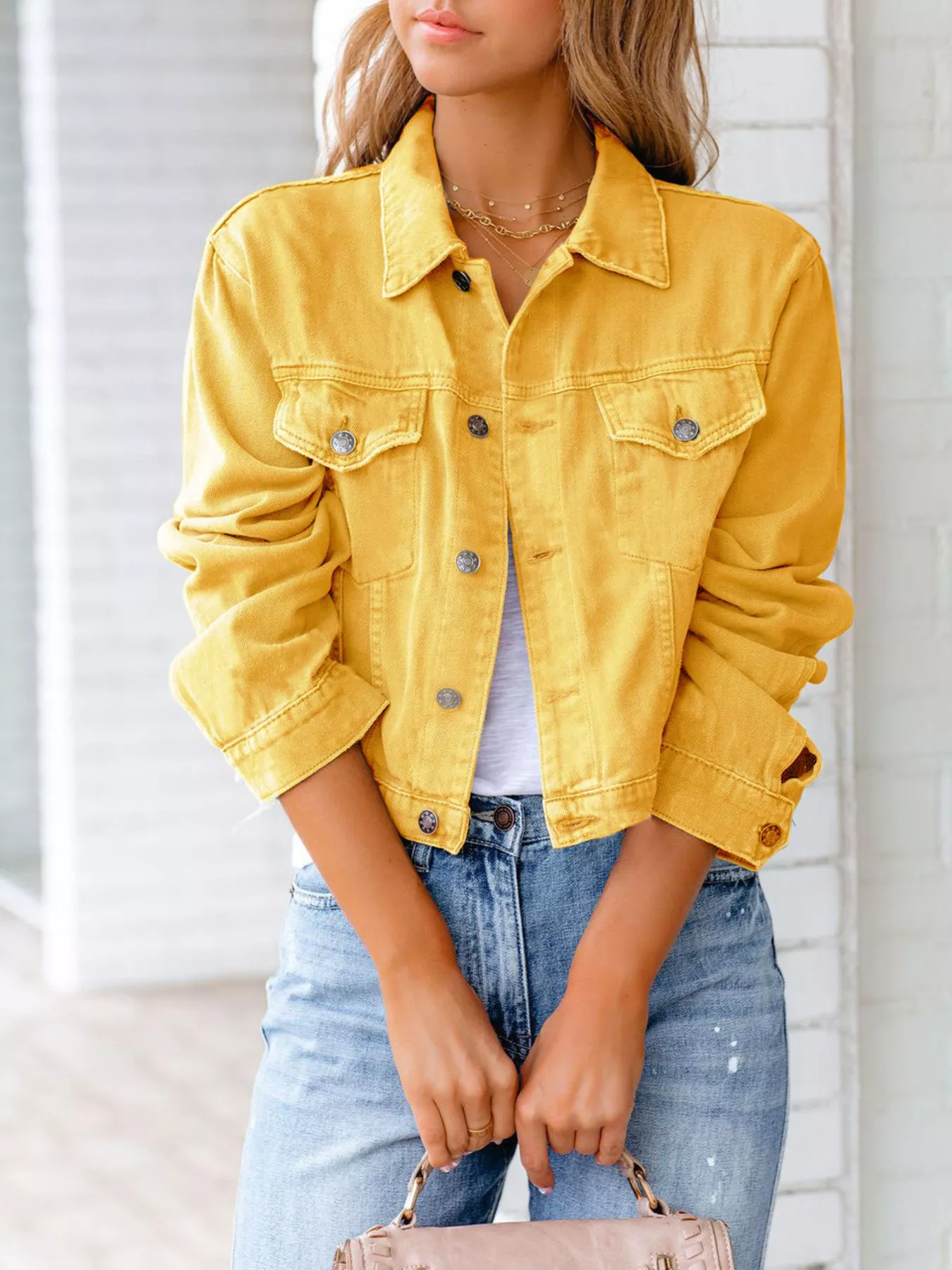 Button Up Long Sleeve Denim Jacket - Image 25