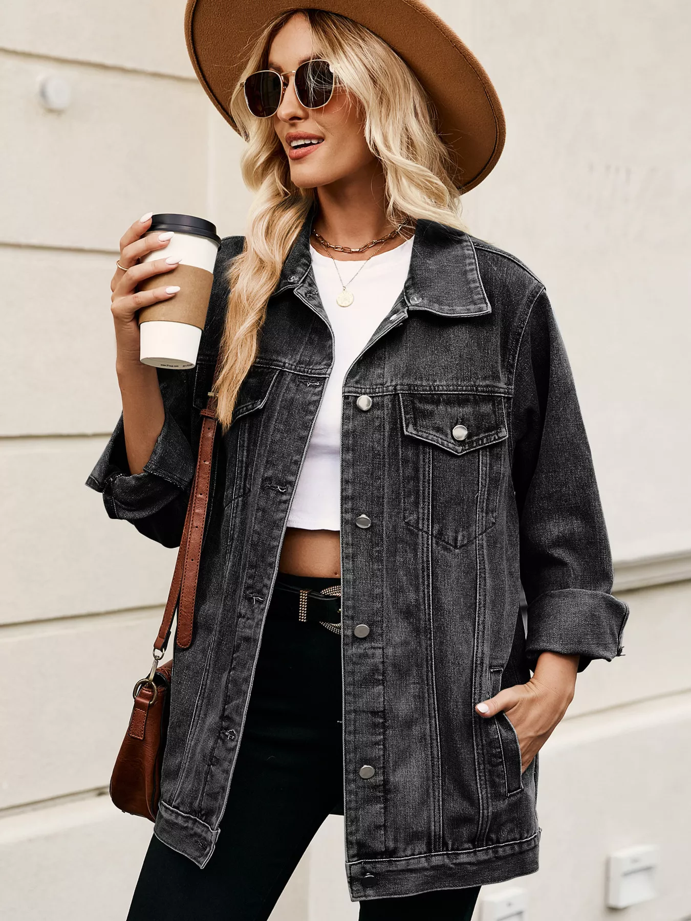 Button Up Long Sleeve Denim Jacket - Image 9