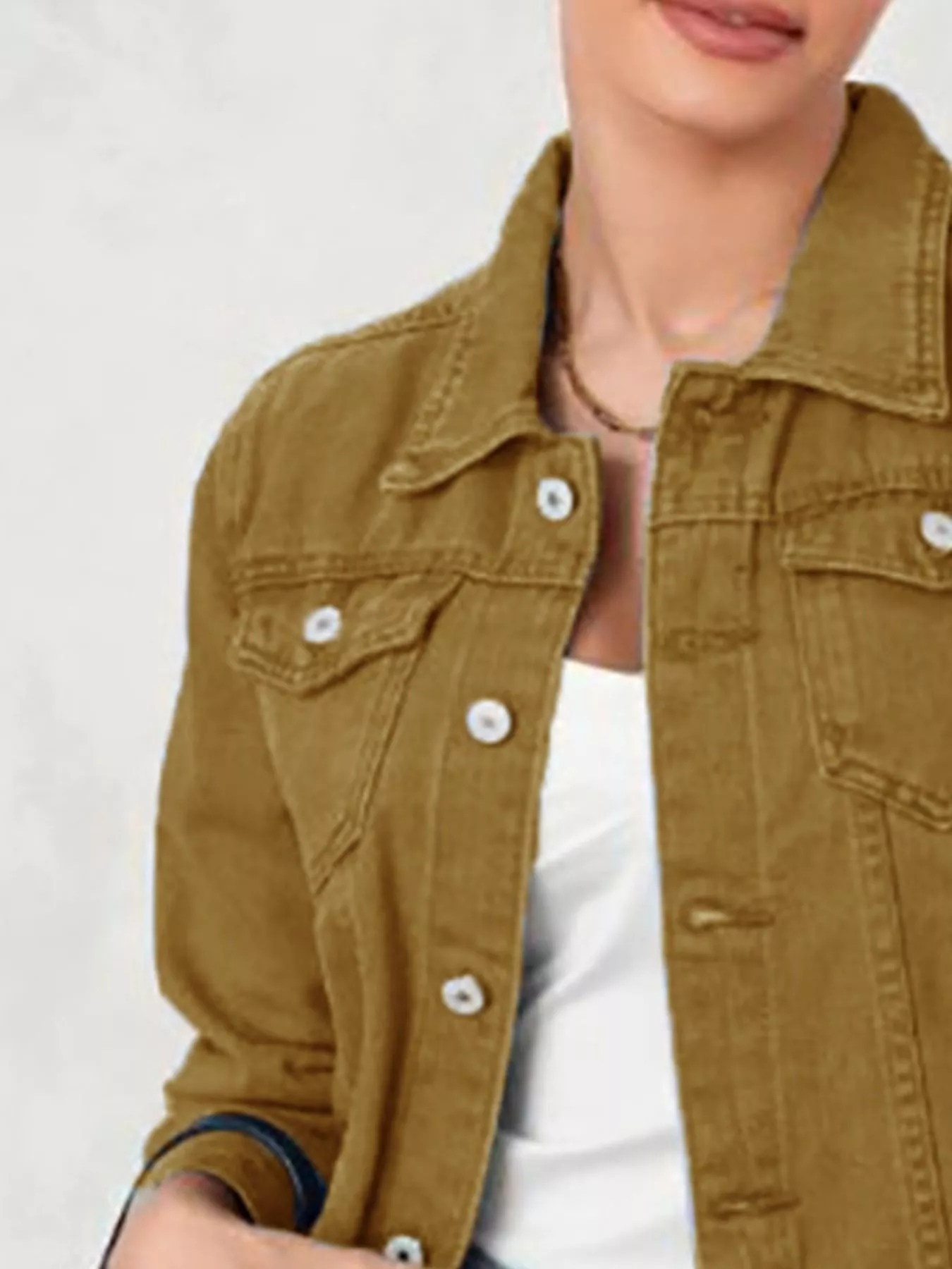 Button Up Long Sleeve Denim Jacket - Image 8