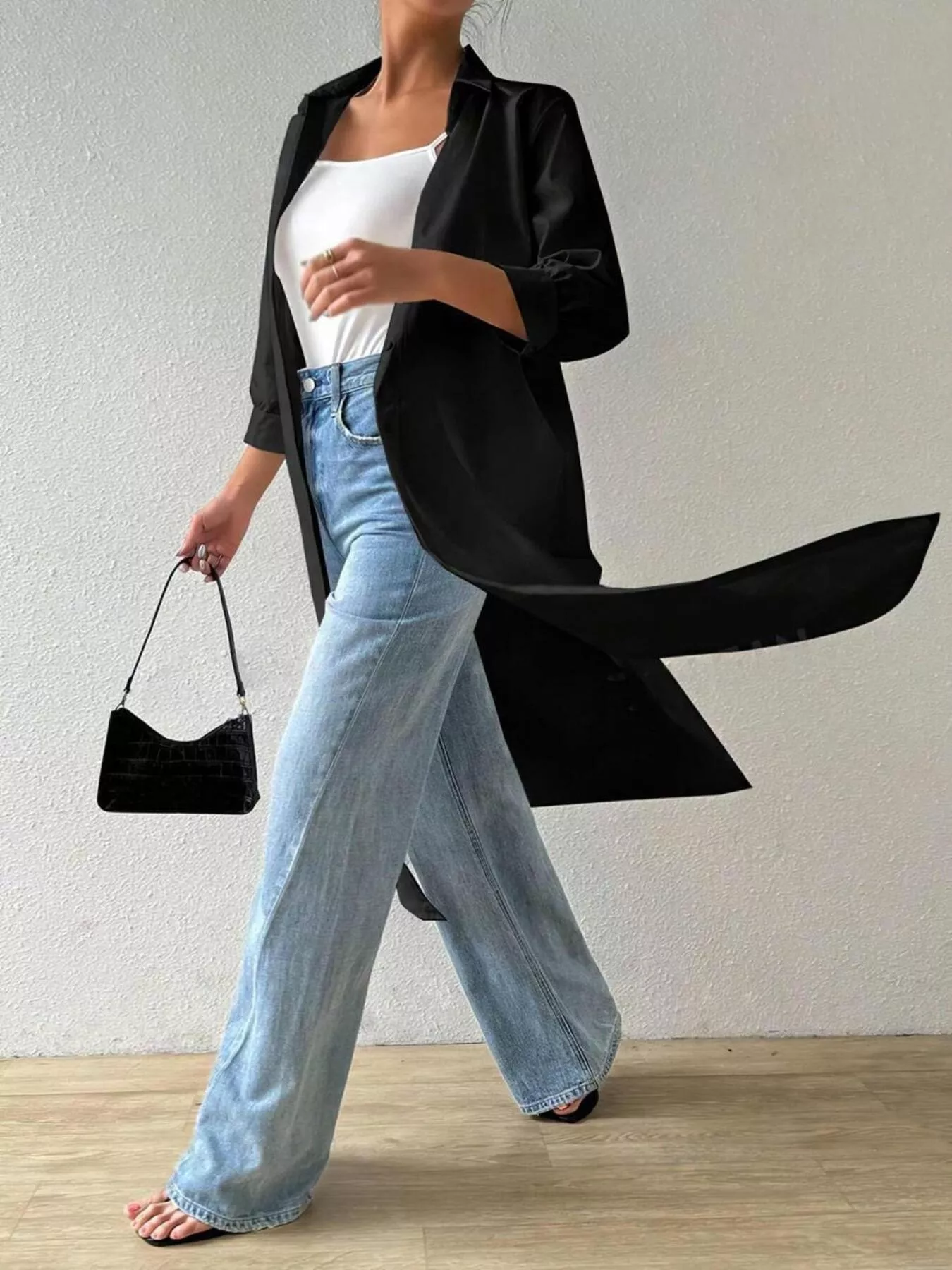 Button-Up Long Sleeve Longline Shirt - Image 5