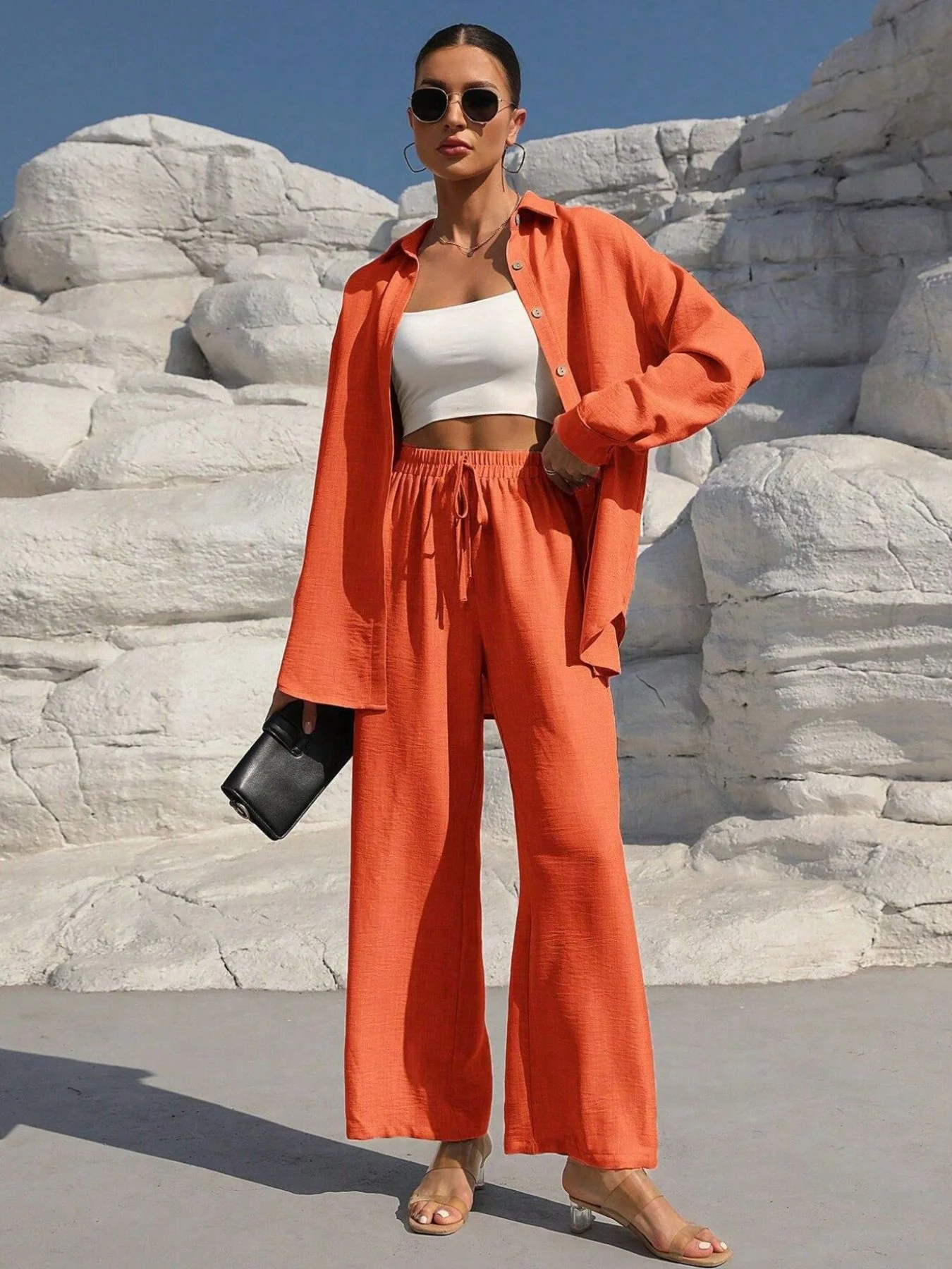 Button Up Long Sleeve Shirt and Pants Set - Image 26
