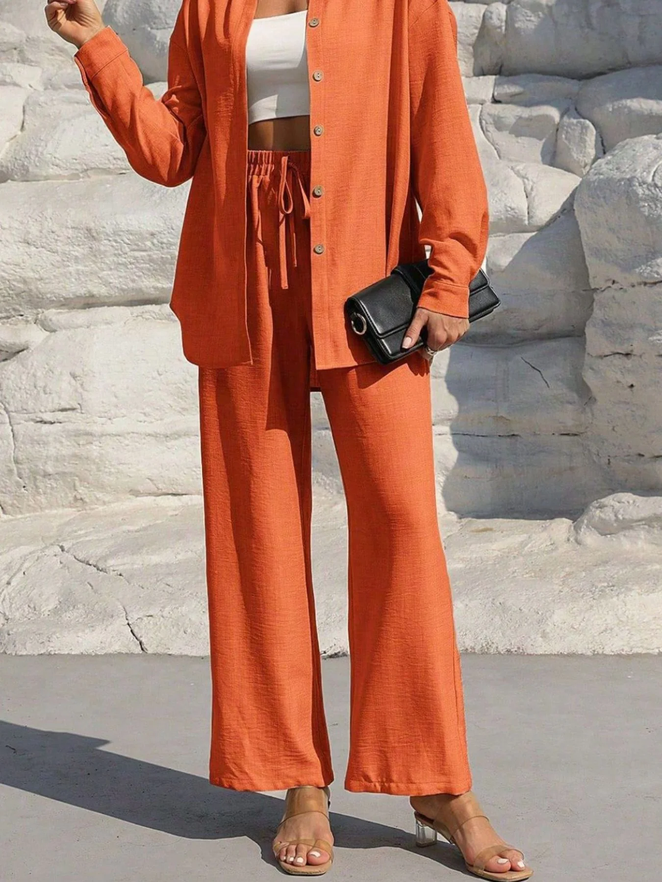Button Up Long Sleeve Shirt and Pants Set - Image 27