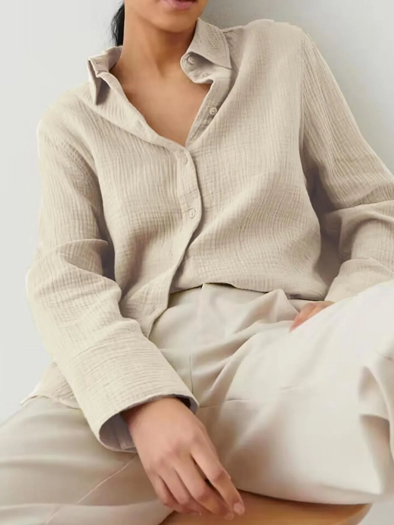 Button Up Long Sleeve Texture Shirt - Image 6