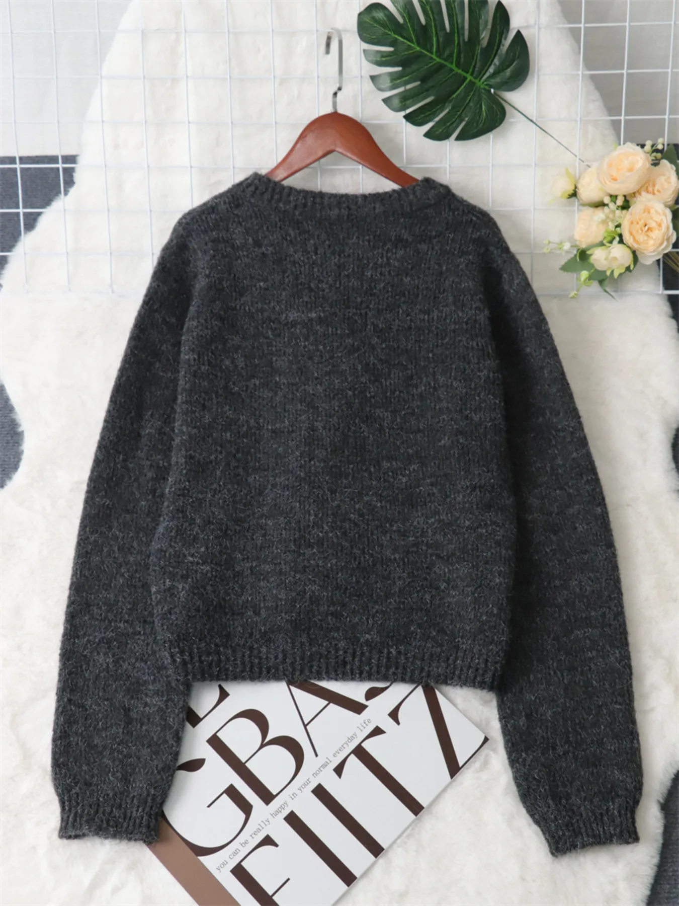Button-Up Ribbed Hem Cardigan with Chest Pocket - Image 28