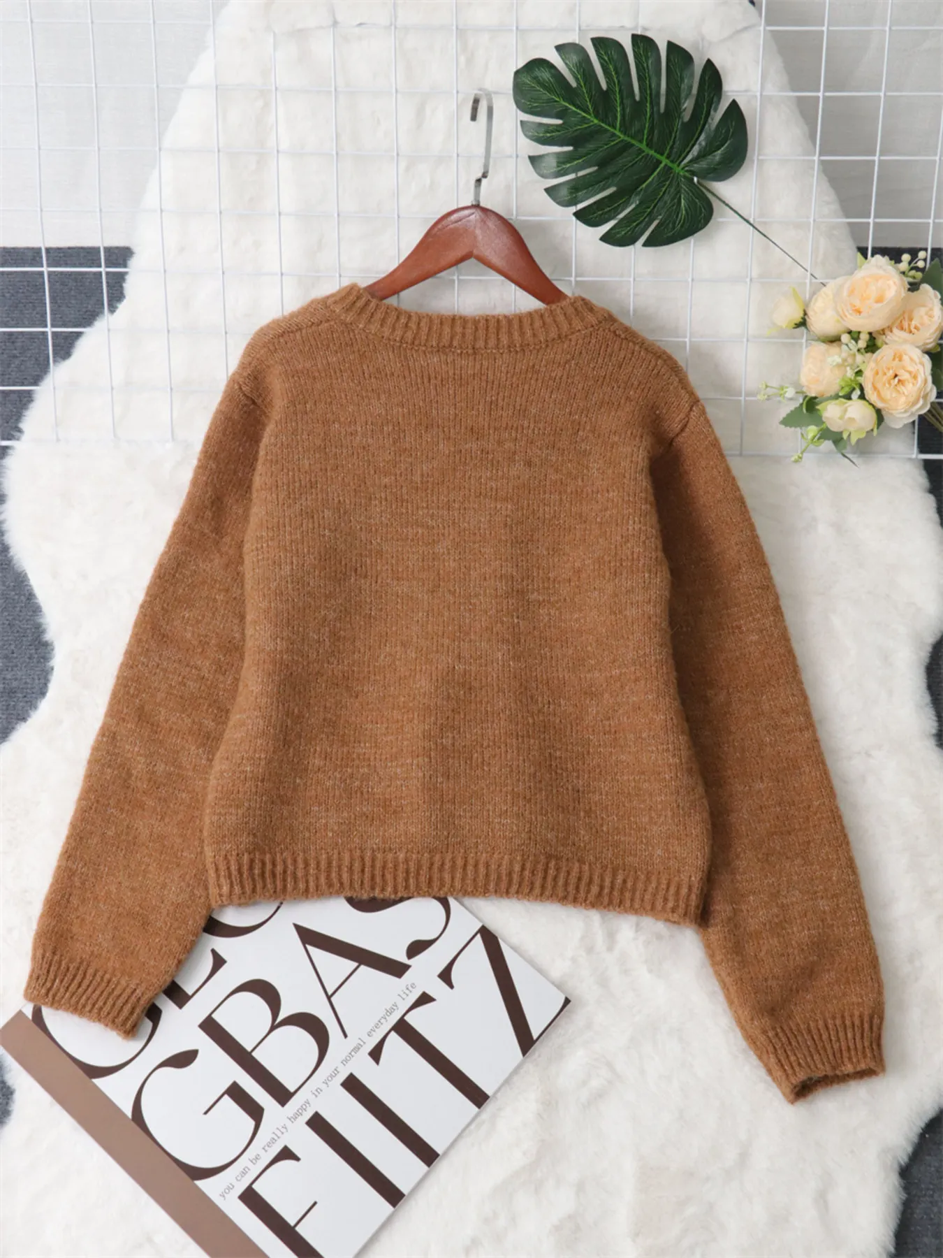 Button-Up Ribbed Hem Cardigan with Chest Pocket - Image 9