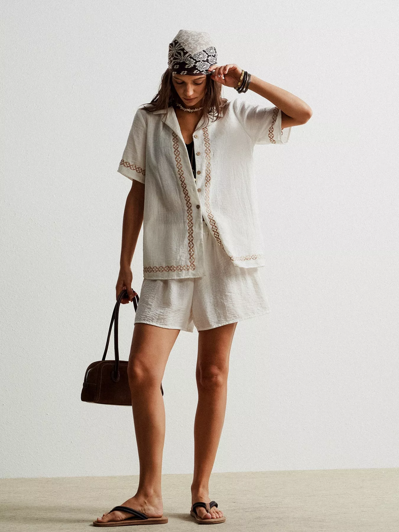 Button Up Short Sleeve Shirt and Shorts Set - Image 6