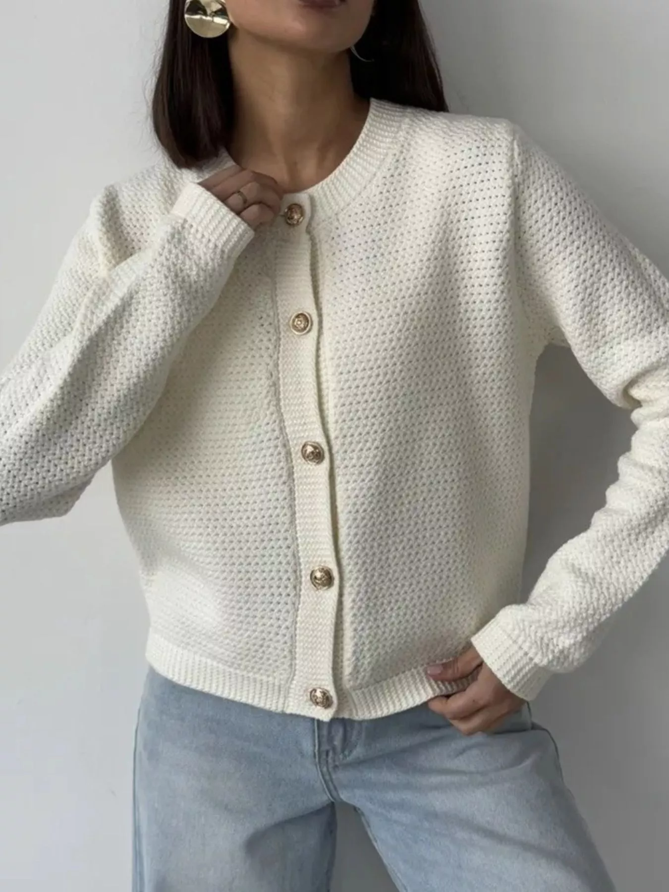 Button Up Texture Knit Cardigan - Image 11