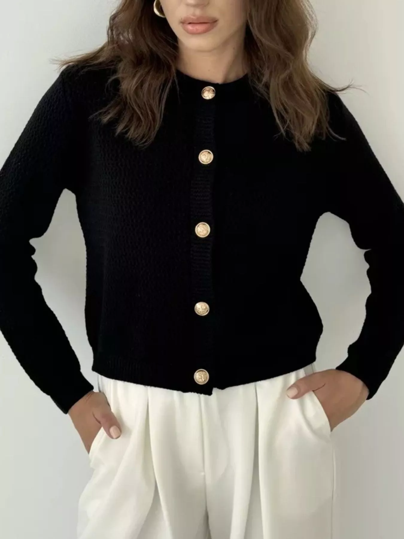 Button Up Texture Knit Cardigan - Image 13