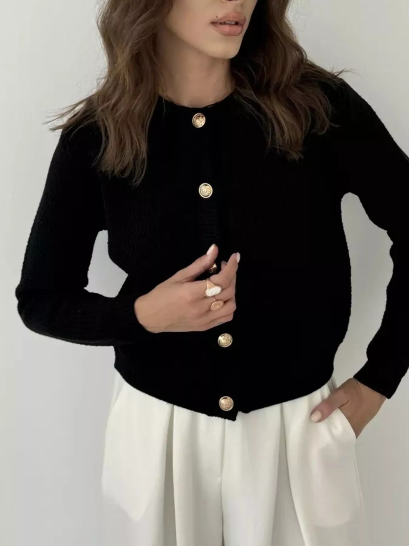 Button Up Texture Knit Cardigan - Image 14