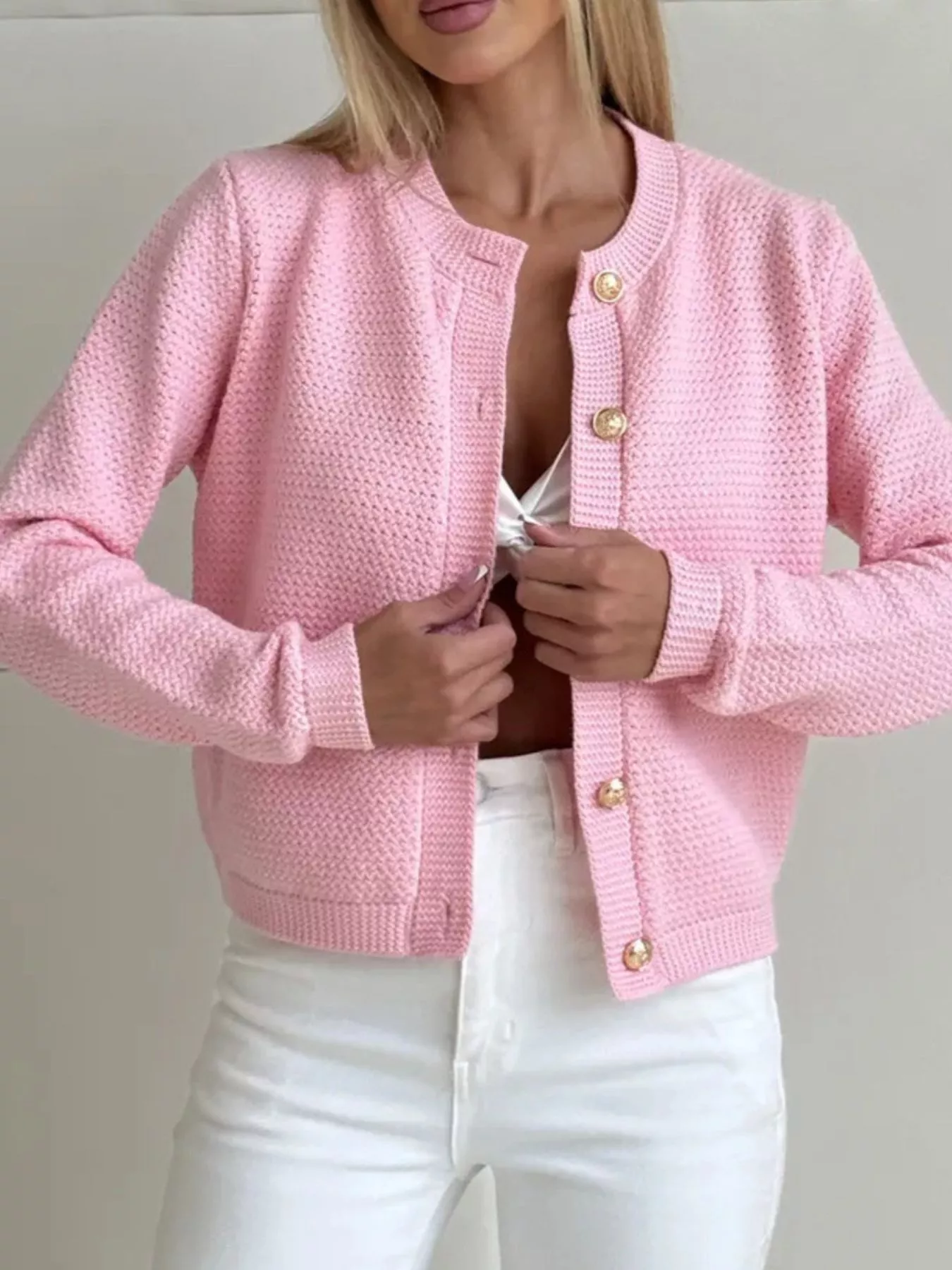 Button Up Texture Knit Cardigan - Image 5