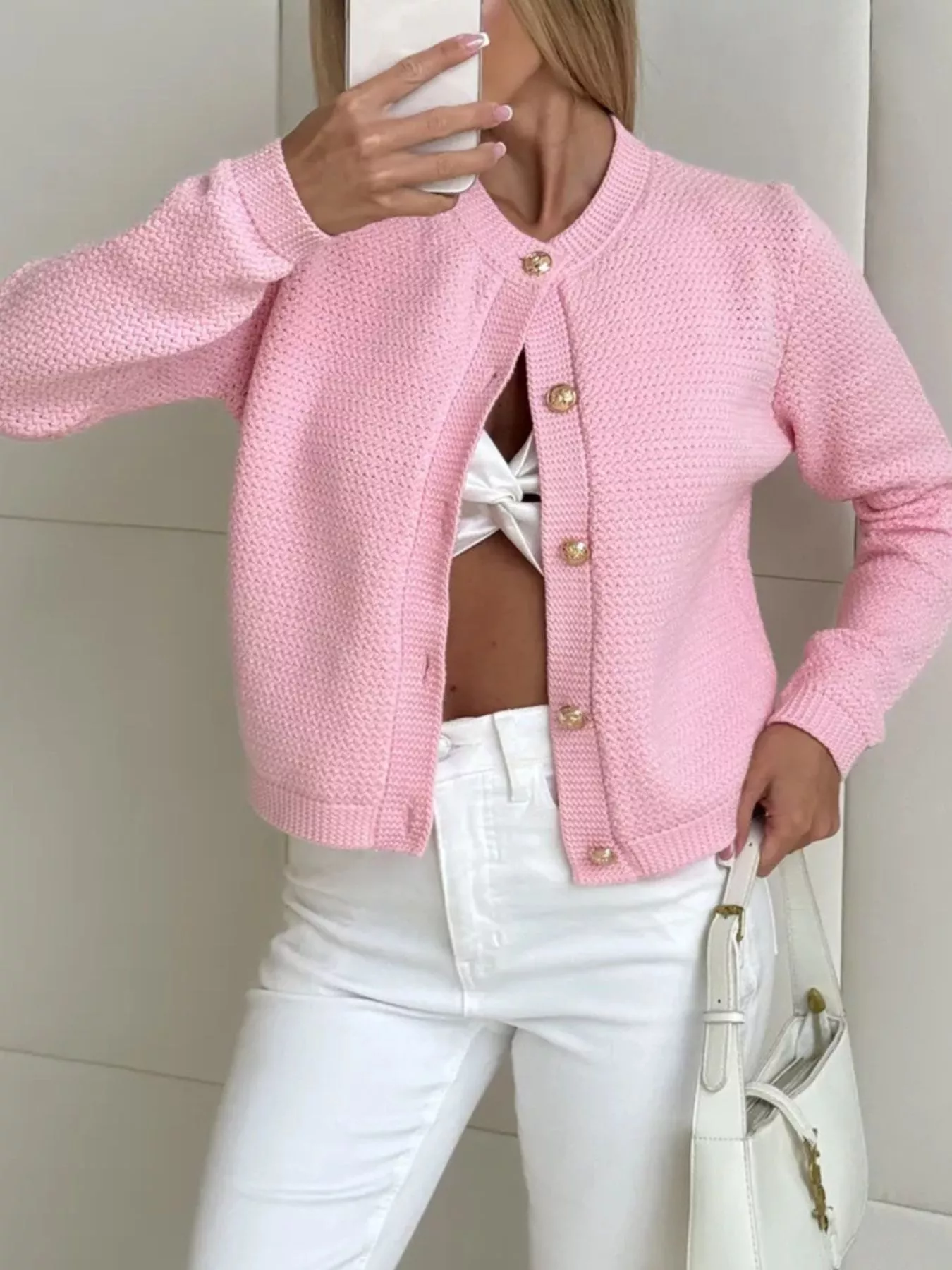 Button Up Texture Knit Cardigan - Image 6