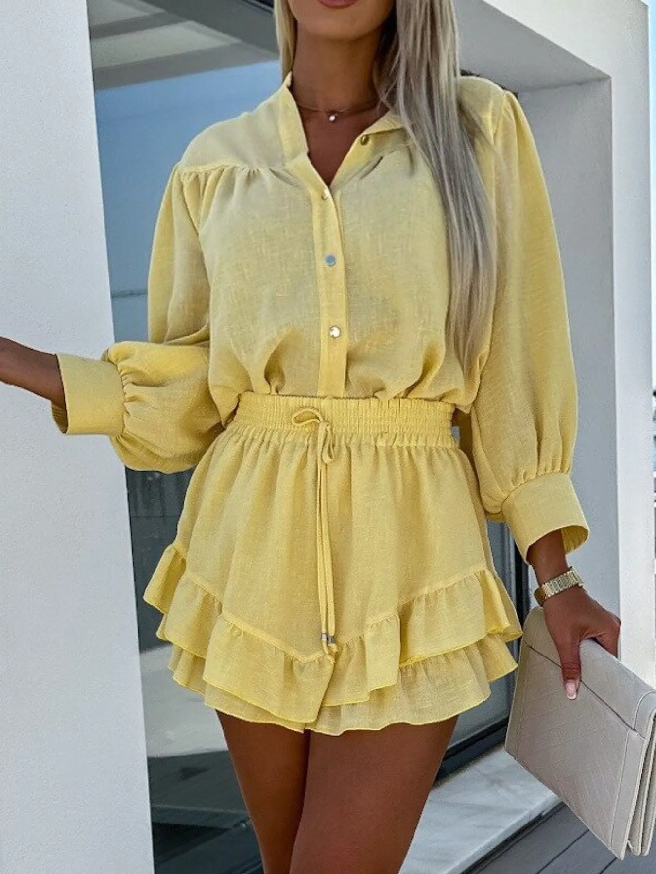 Button Up Top and Ruffled Skirt Set - Image 17