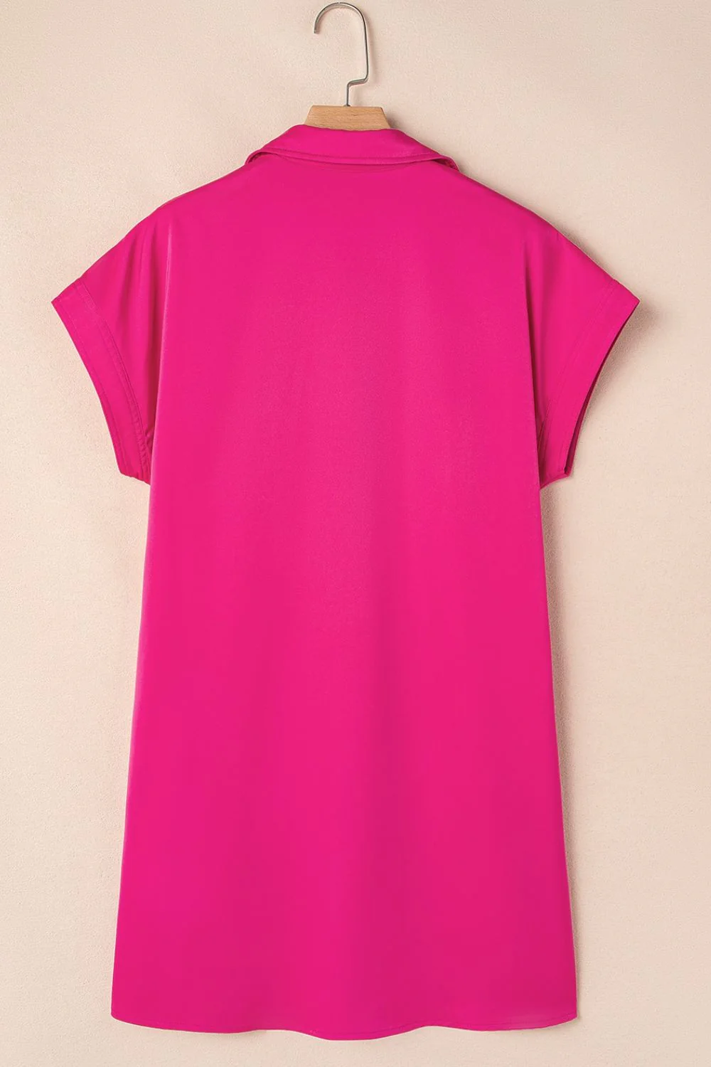 Buttoned Collared Neck Mini Shirt Dress - Image 5
