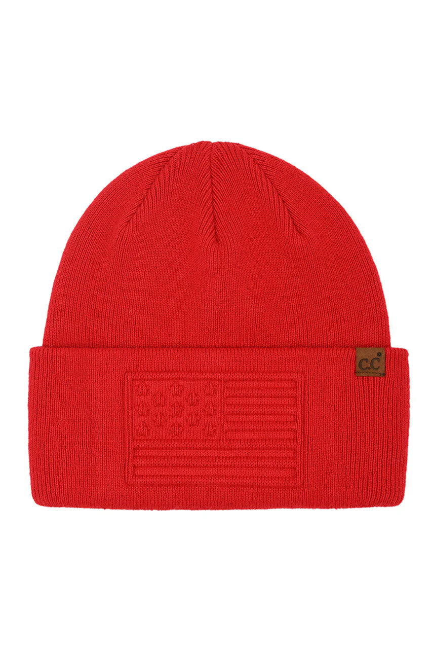 C.C 3D Emboss American Flag Beanie - Image 3