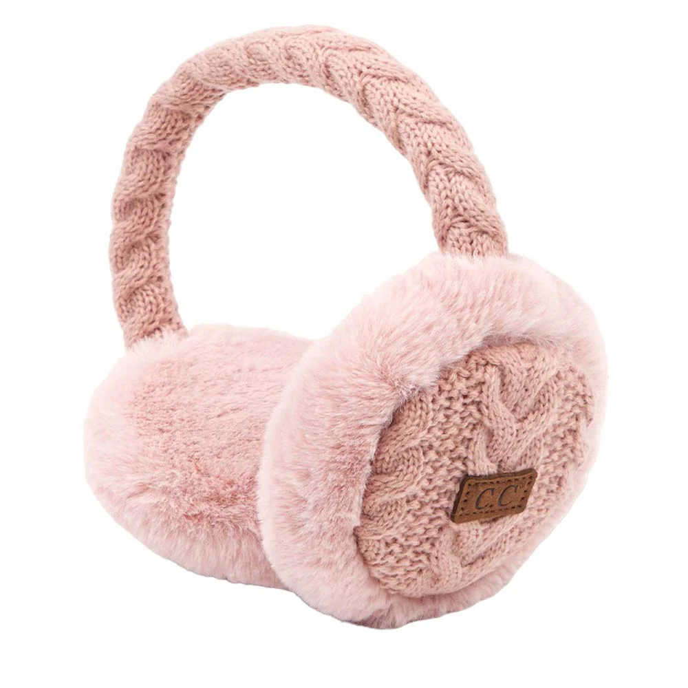 C.C Cable Knit Faux Fur Earmuff - Image 9